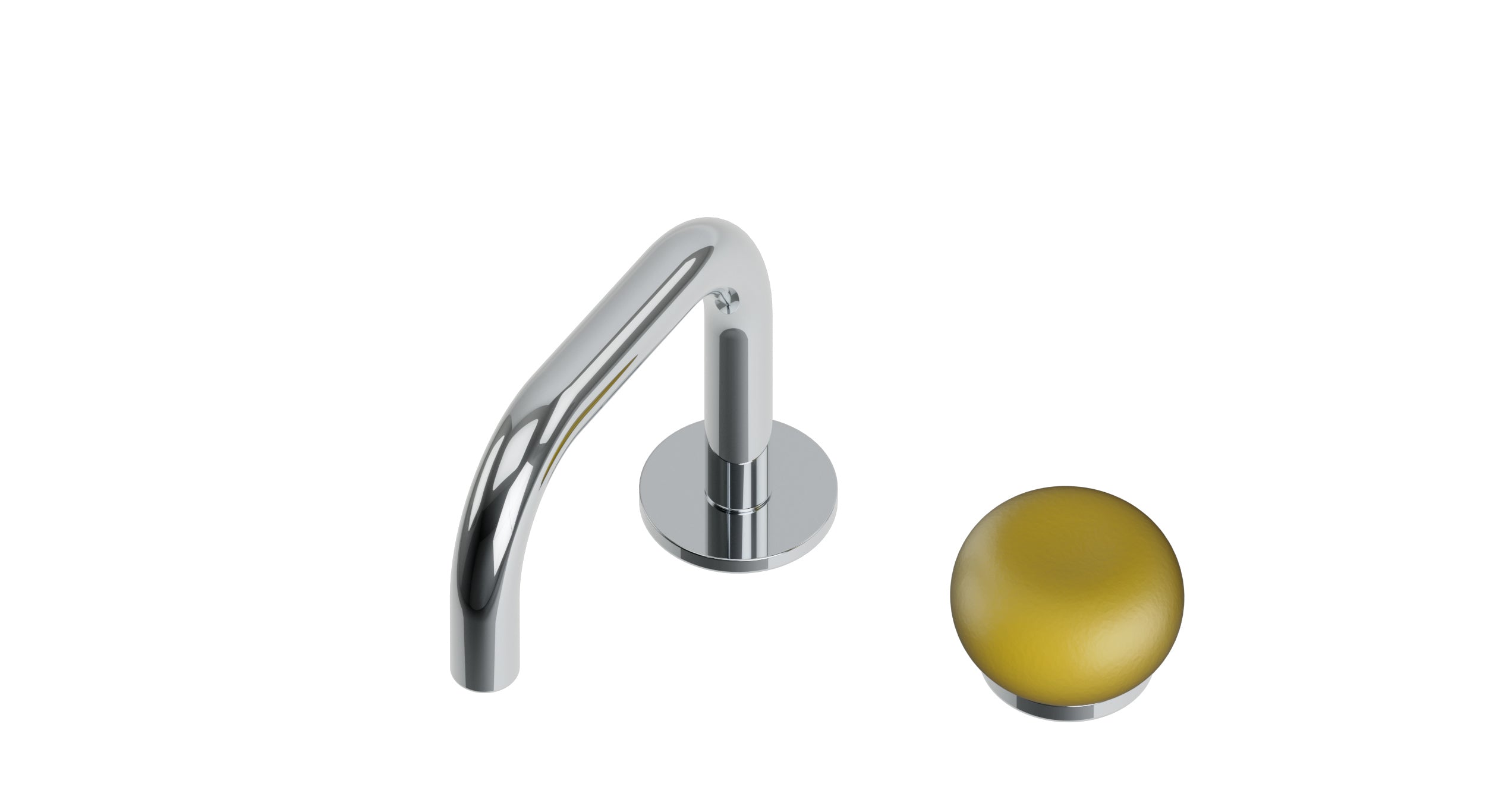 Foundry One Handle Deck Mount Squaretop Lavatory Faucet with Pebble Ceramic Knob Handle in Polished Chrome