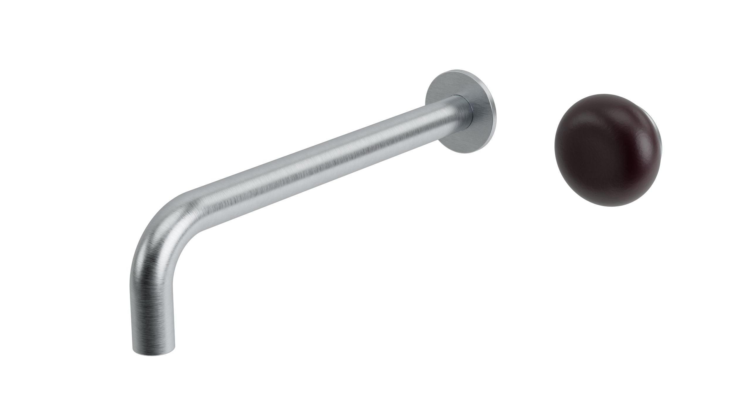Foundry One Handle Wall Mount 10" Lavatory Faucet with Pebble Ceramic Knob Handle in Satin Chrome