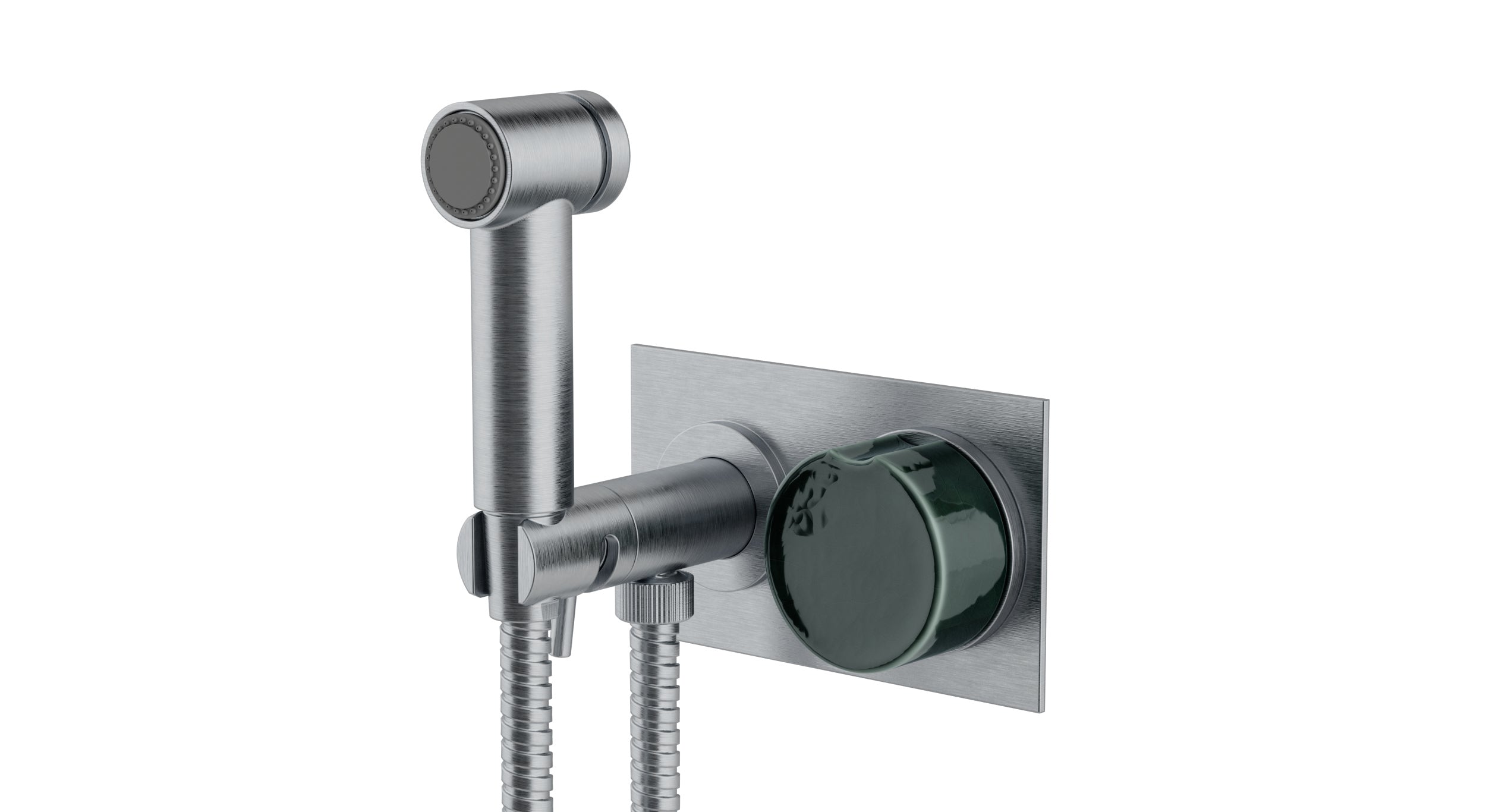 Foundry One Handle Wall Mount Bidet Trim with Groove Ceramic Knob Handle in Satin Chrome