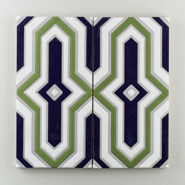 6x12 Handpainted Tile Mazagan in Cool Motif