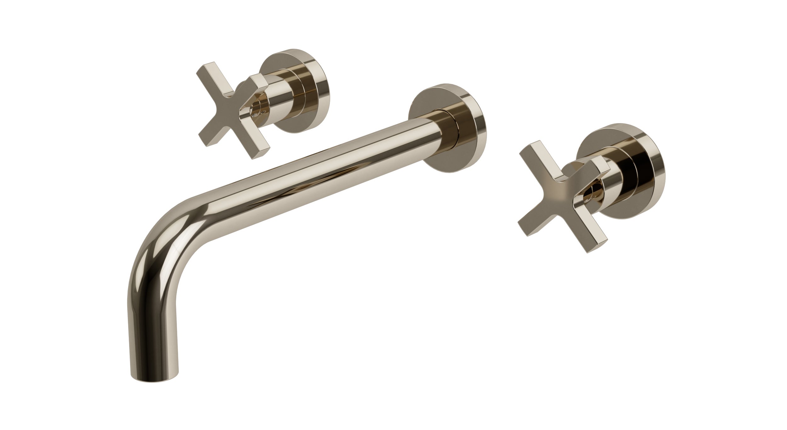 Flatiron Two Handle Wall Mount 10" Lavatory Faucet with Linear Cross Handles