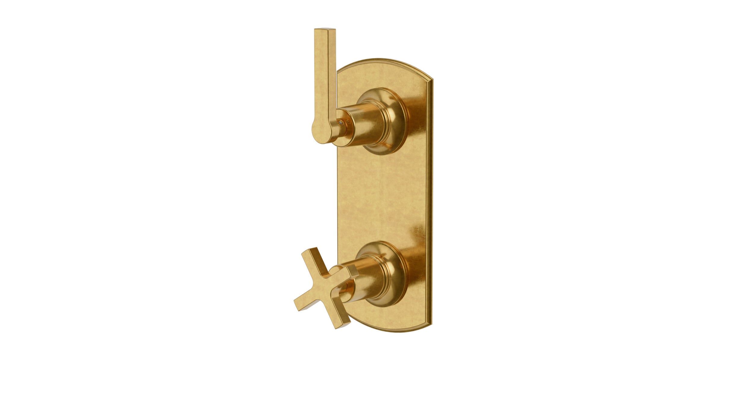 Emerson Two Handle Wall Mount Shower Trim with Classic Cross/Classic Lever Handles in French Brass