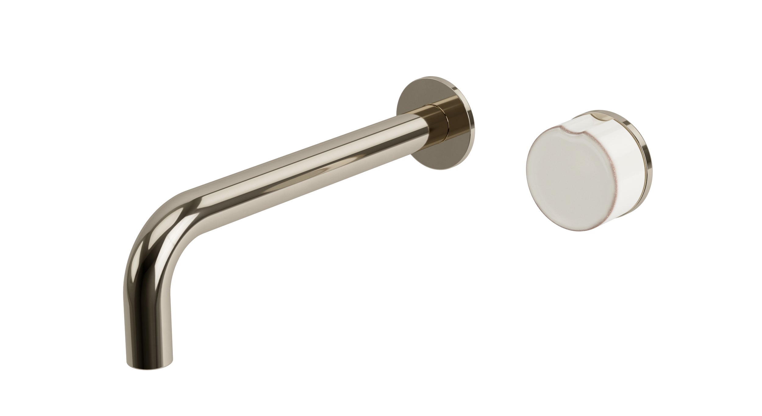 Foundry One Handle Wall Mount 7.5" Lavatory Faucet with Groove Ceramic Knob Handle in Polished Nickel