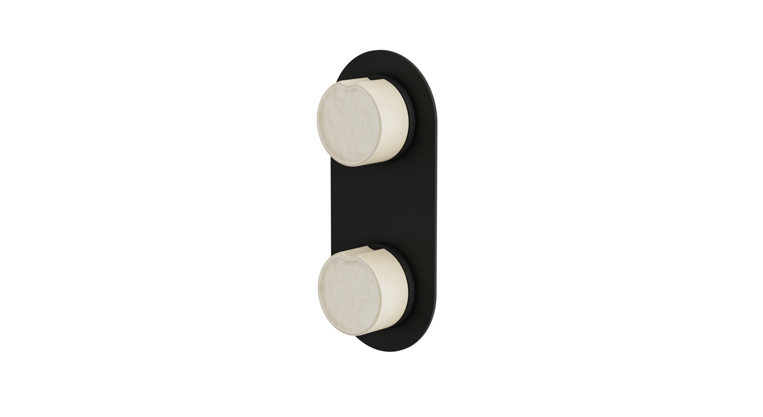 Foundry Two Handle Wall Mount Shower Trim with Groove Ceramic Knob Handles in Matte Black