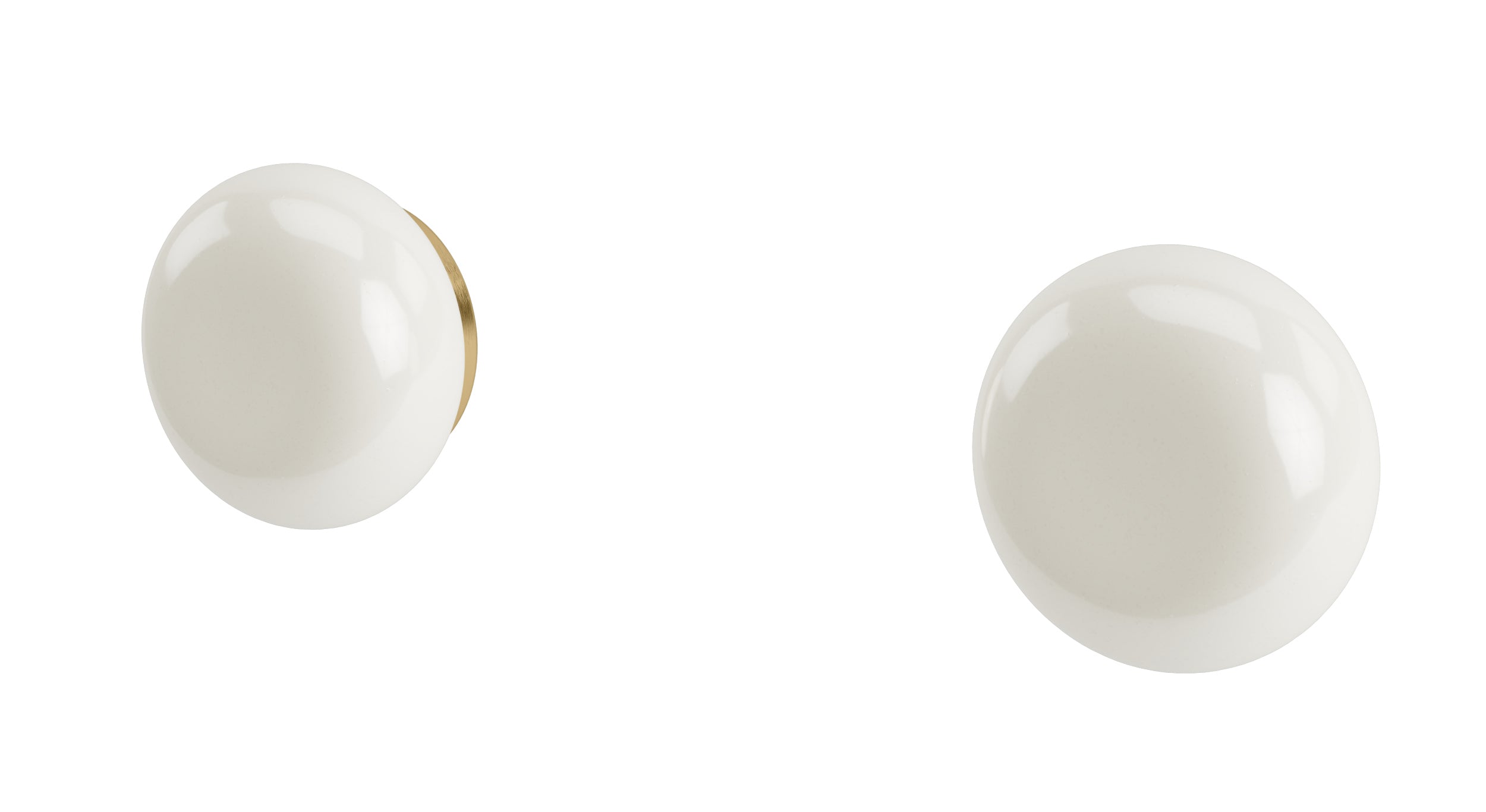 Foundry Two Handle Wall Mount Bath Trim with Pebble Ceramic Knob Handles in Satin Brass