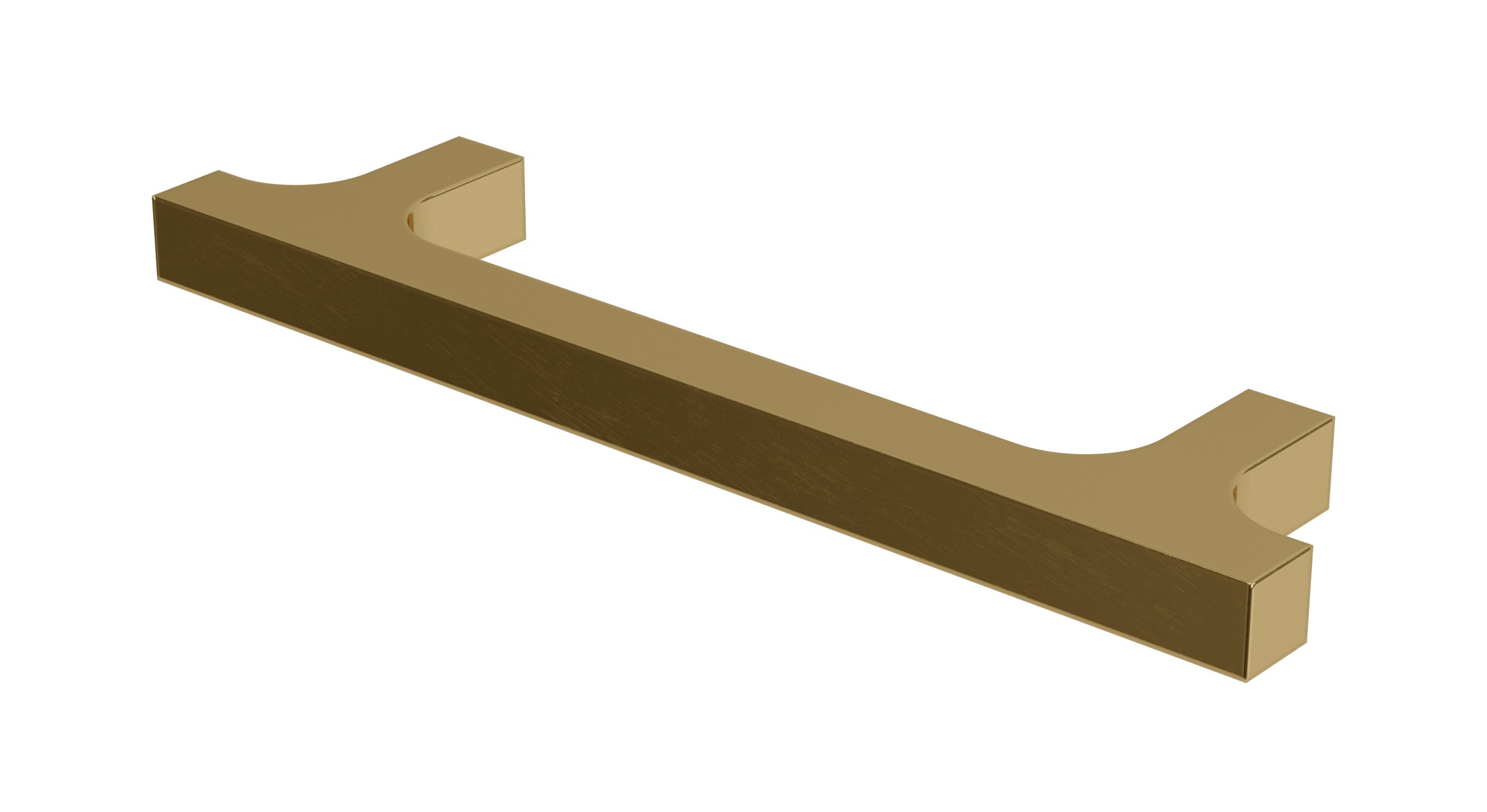 Flatiron Square Cabinet Pull 4" in Uncoated Polished Brass