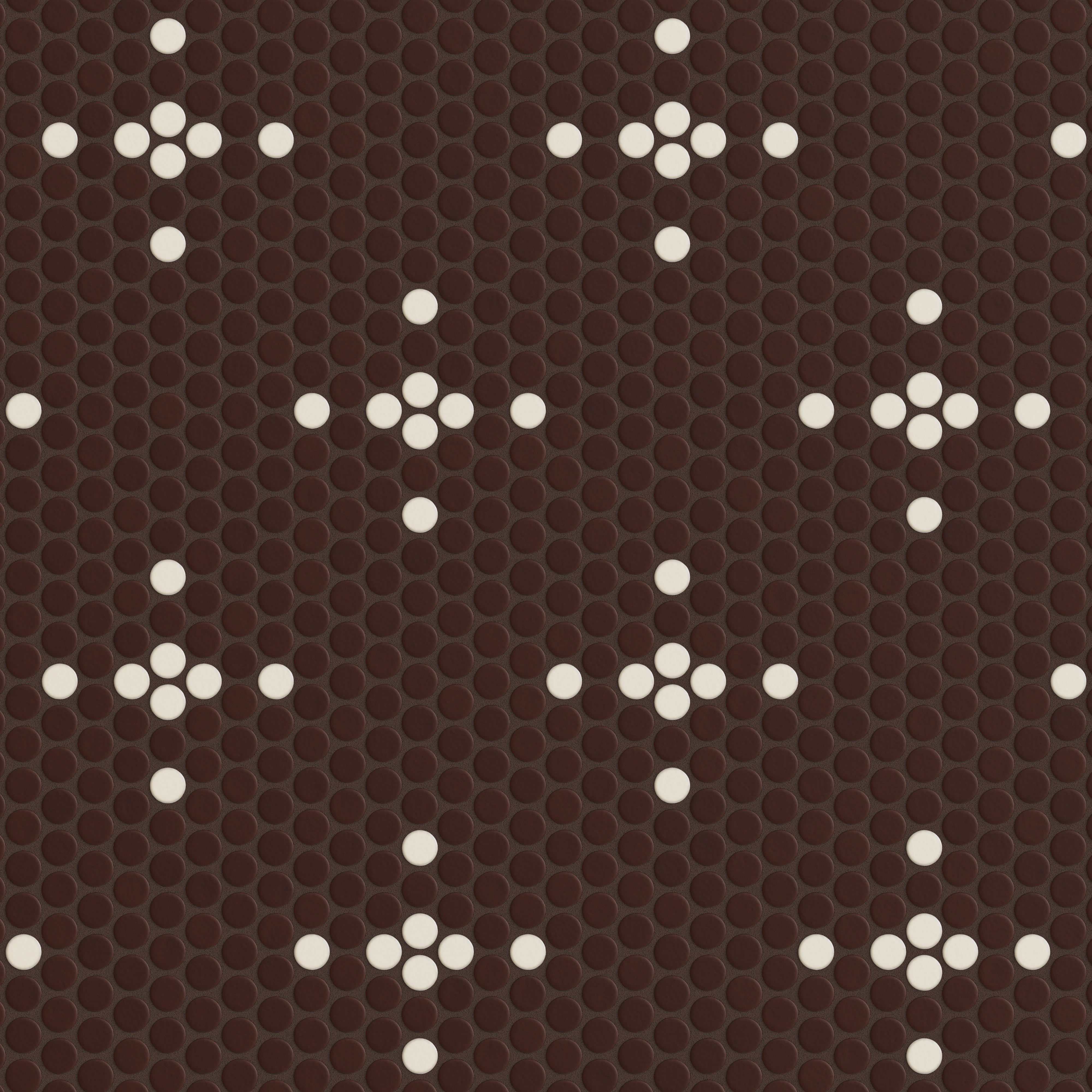 1" Penny Round Sparkle Sheeted Original Ceramic Tile in Garnet Matte & Sand Dune Matte