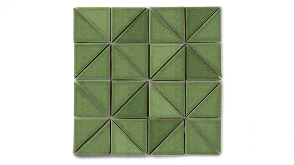 3" Triangle Sheeted - Quadrant Original Ceramic Mosaic Tile in Kelp Gloss