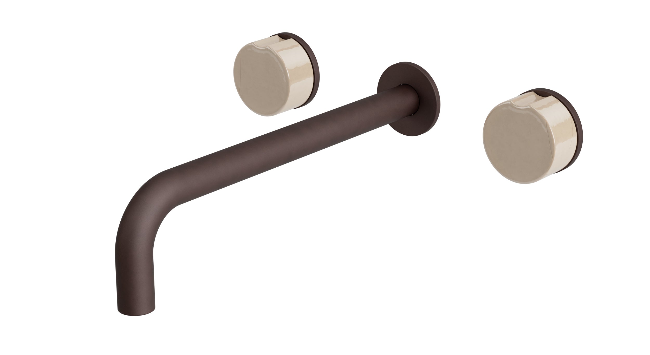 Foundry Two Handle Wall Mount 10" Lavatory Faucet with Groove Ceramic Knob Handles in Architectural Copper