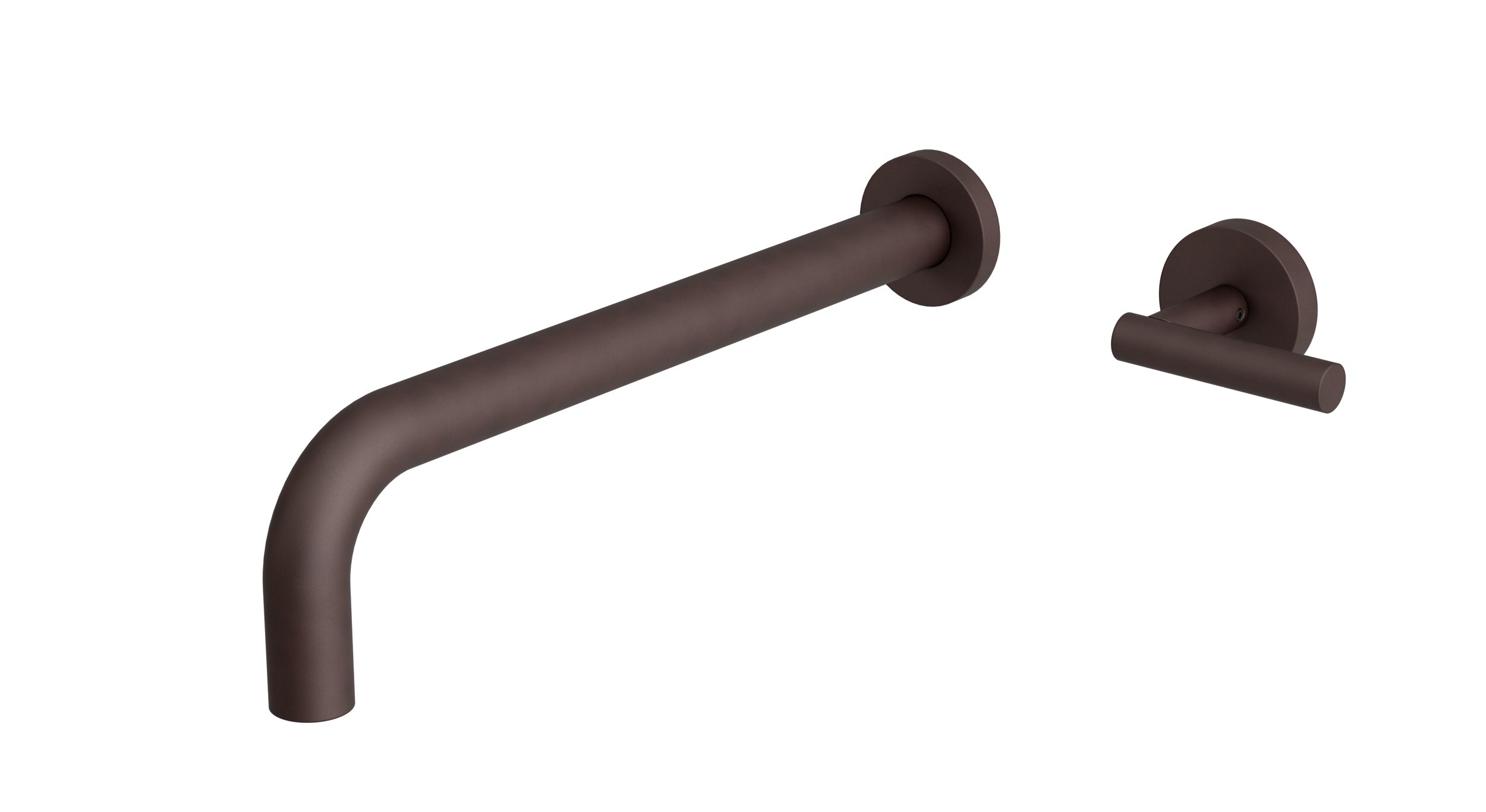Contour One Handle Wall Mount 12" Lavatory Faucet with Soft Lever Handle in Architectural Copper