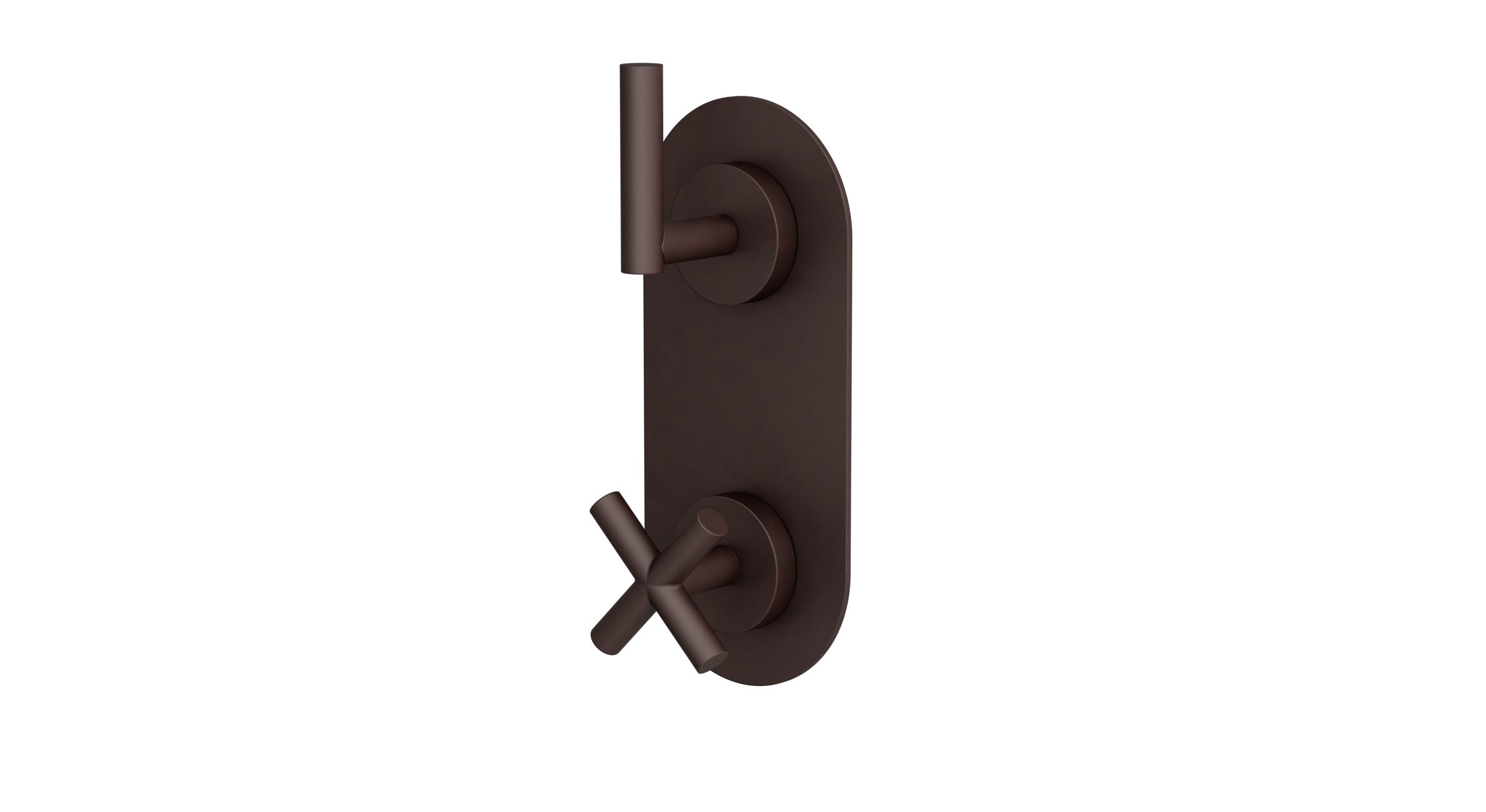Contour Two Handle Wall Mount Shower Trim with Soft Cross/Soft Lever Handles in Architectural Copper