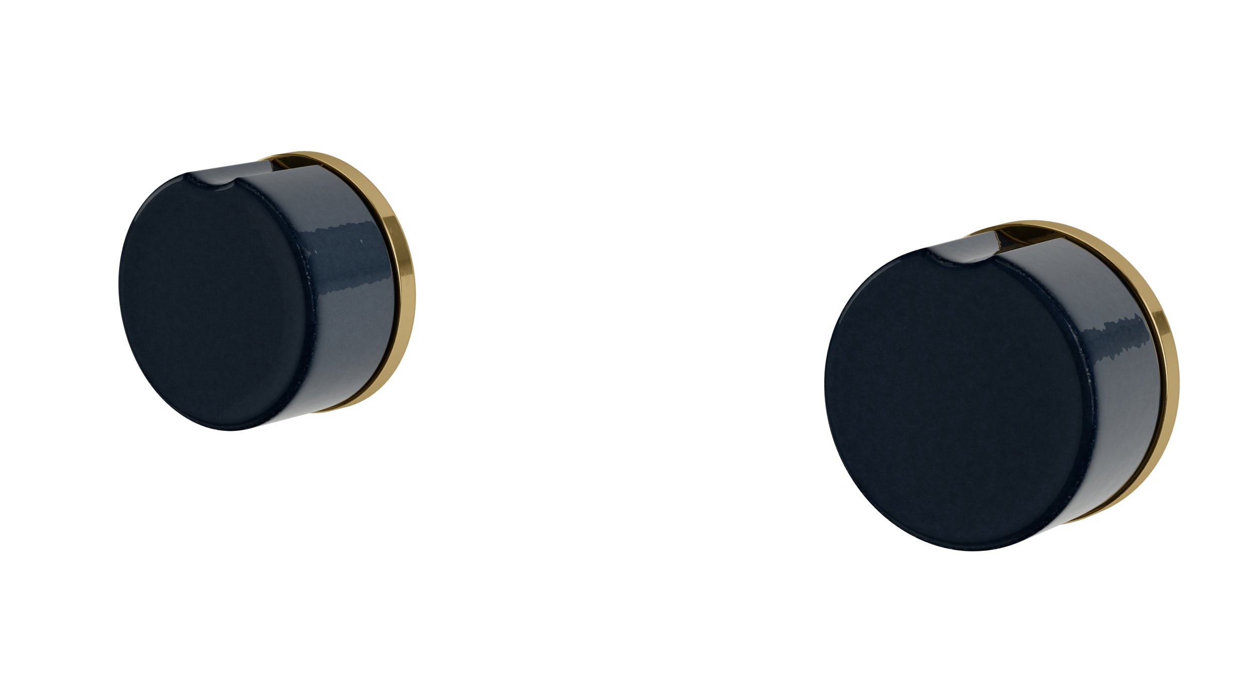 Foundry Two Handle Wall Mount Bath Trim with Groove Ceramic Knob Handles in Uncoated Polished Brass