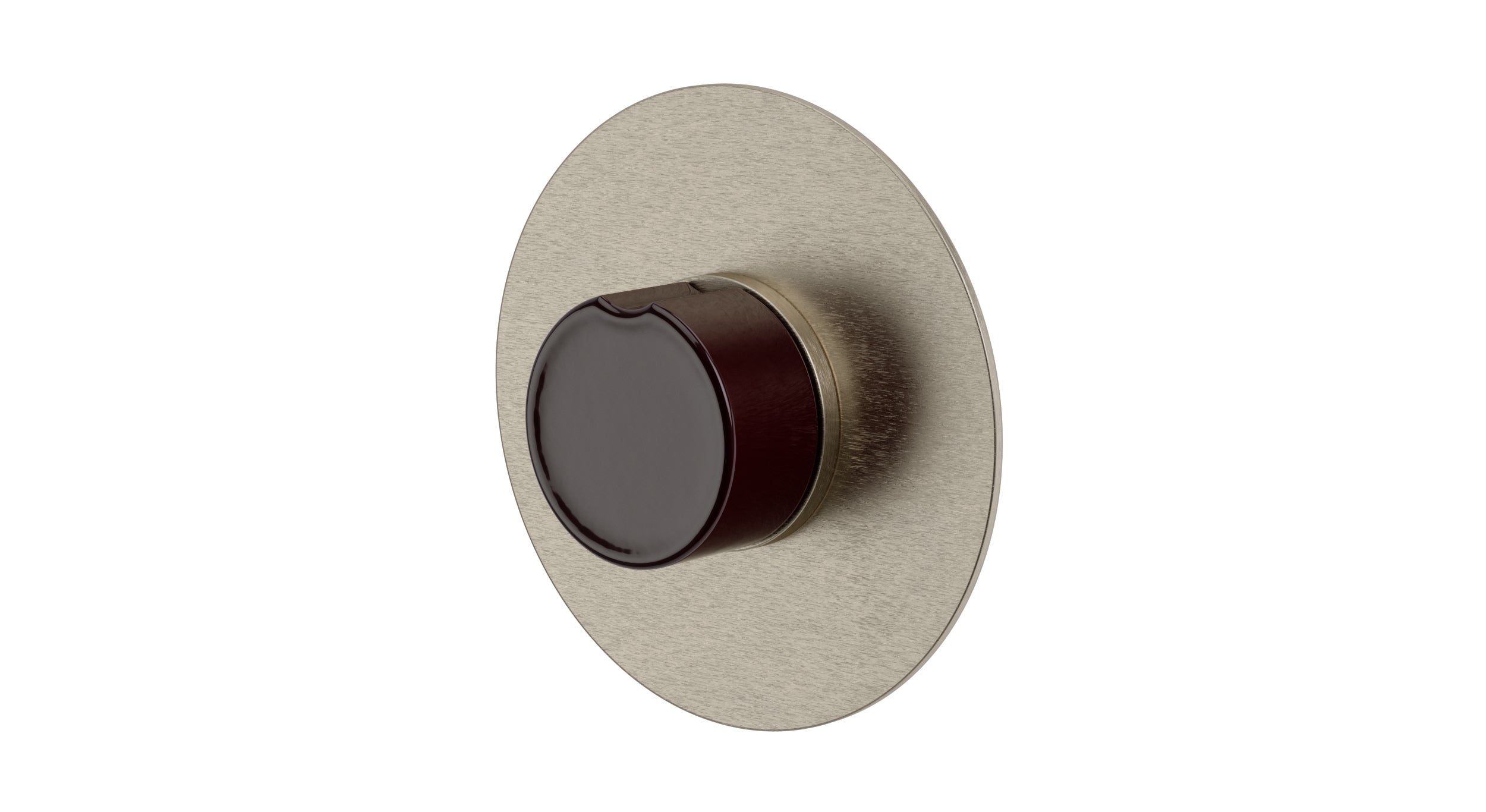 Foundry One Handle Wall Mount Shower Trim with Groove Ceramic Knob Handle in Satin Nickel