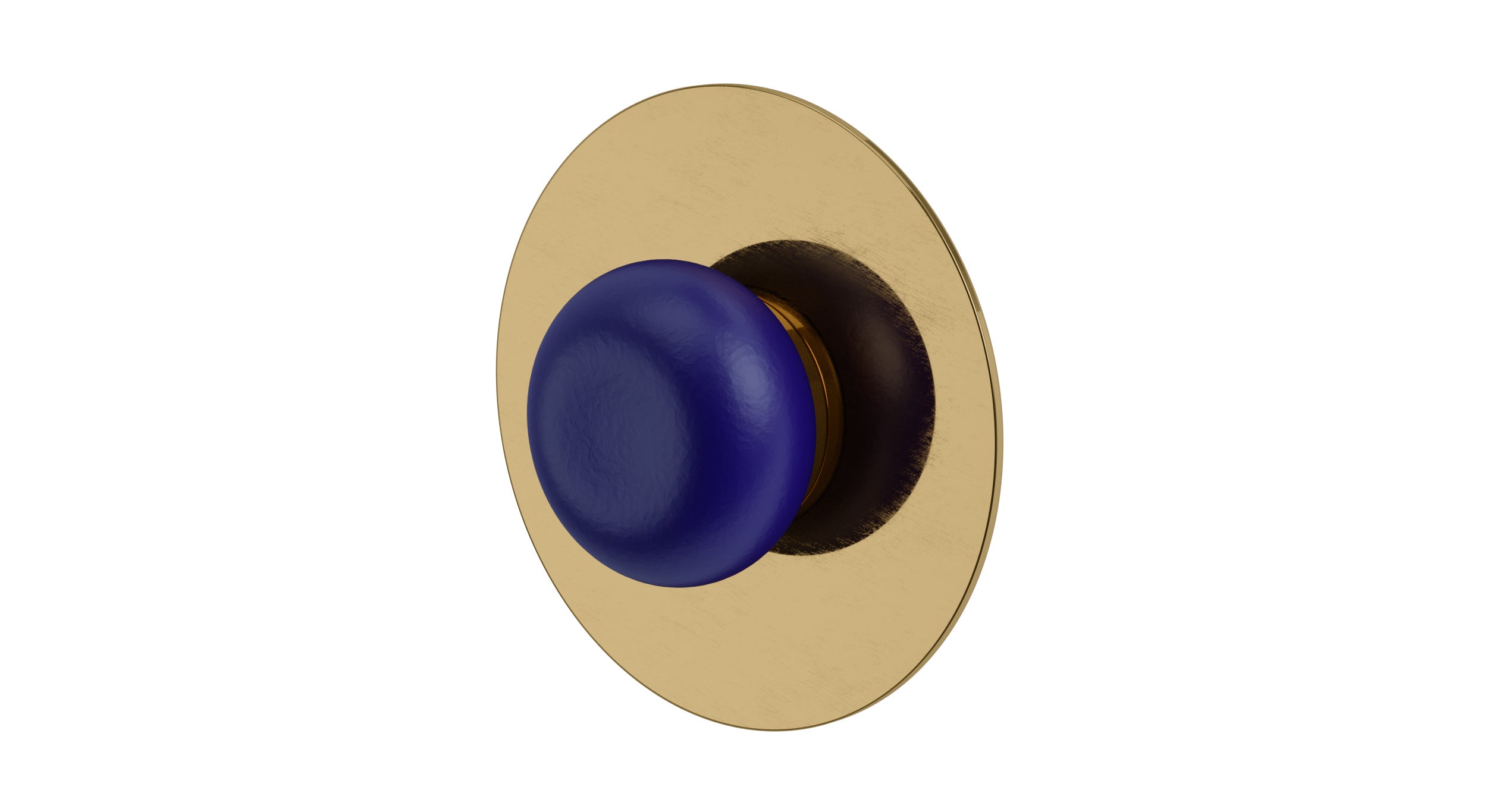 Foundry One Handle Wall Mount Shower Trim with Pebble Ceramic Knob Handle in Uncoated Polished Brass