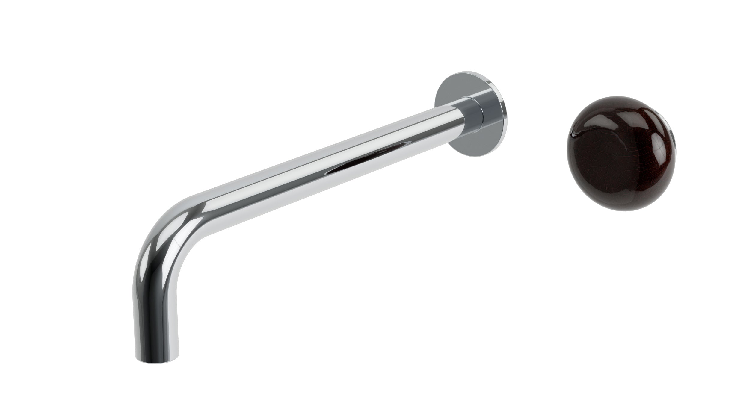 Foundry One Handle Wall Mount 10" Lavatory Faucet with Pebble Ceramic Knob Handle in Polished Chrome