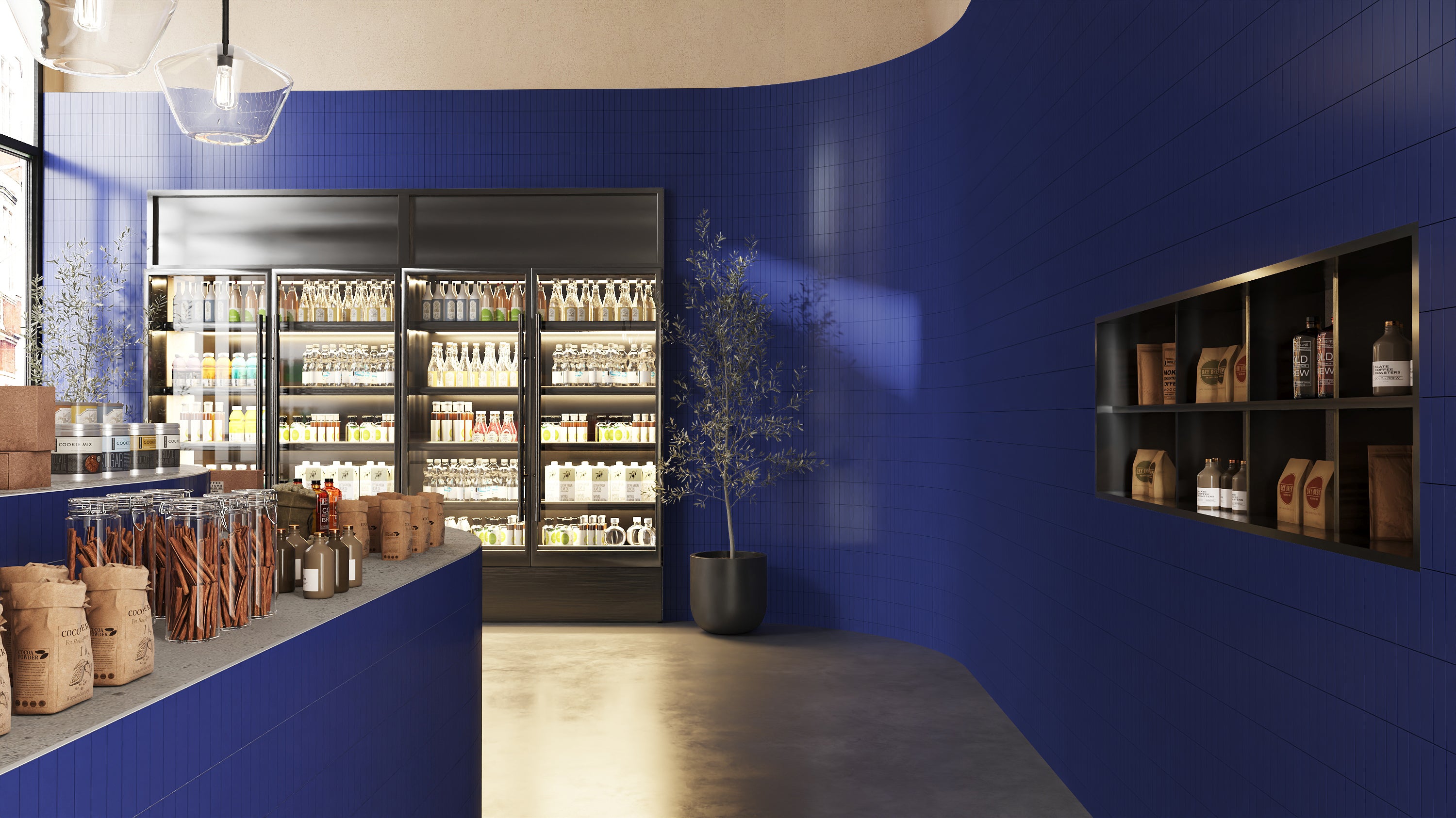 2x8 Natural Press Ceramic Tile in Ultramarine Matte