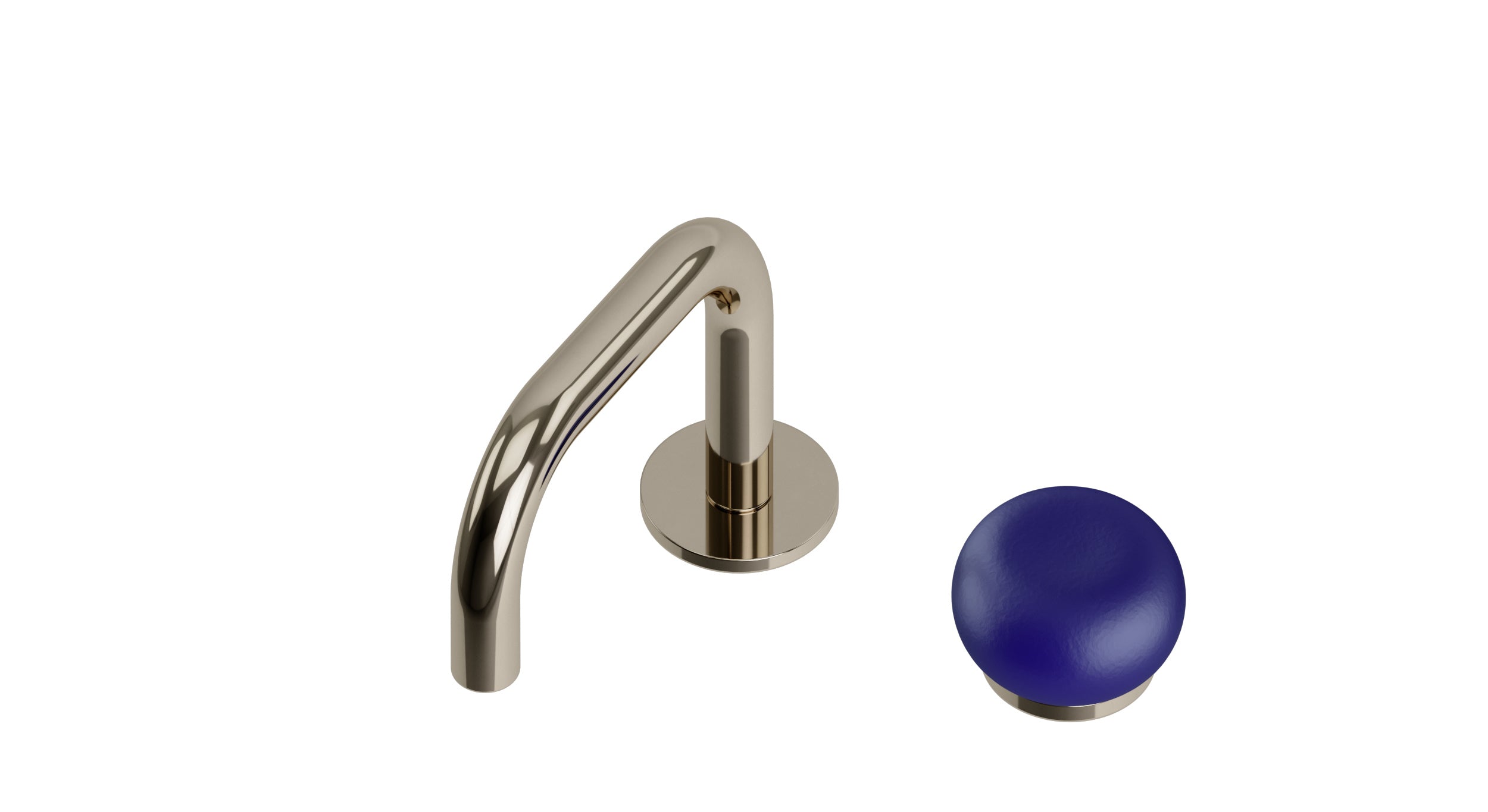 Foundry One Handle Deck Mount Squaretop Lavatory Faucet with Pebble Ceramic Knob Handle in Polished Nickel