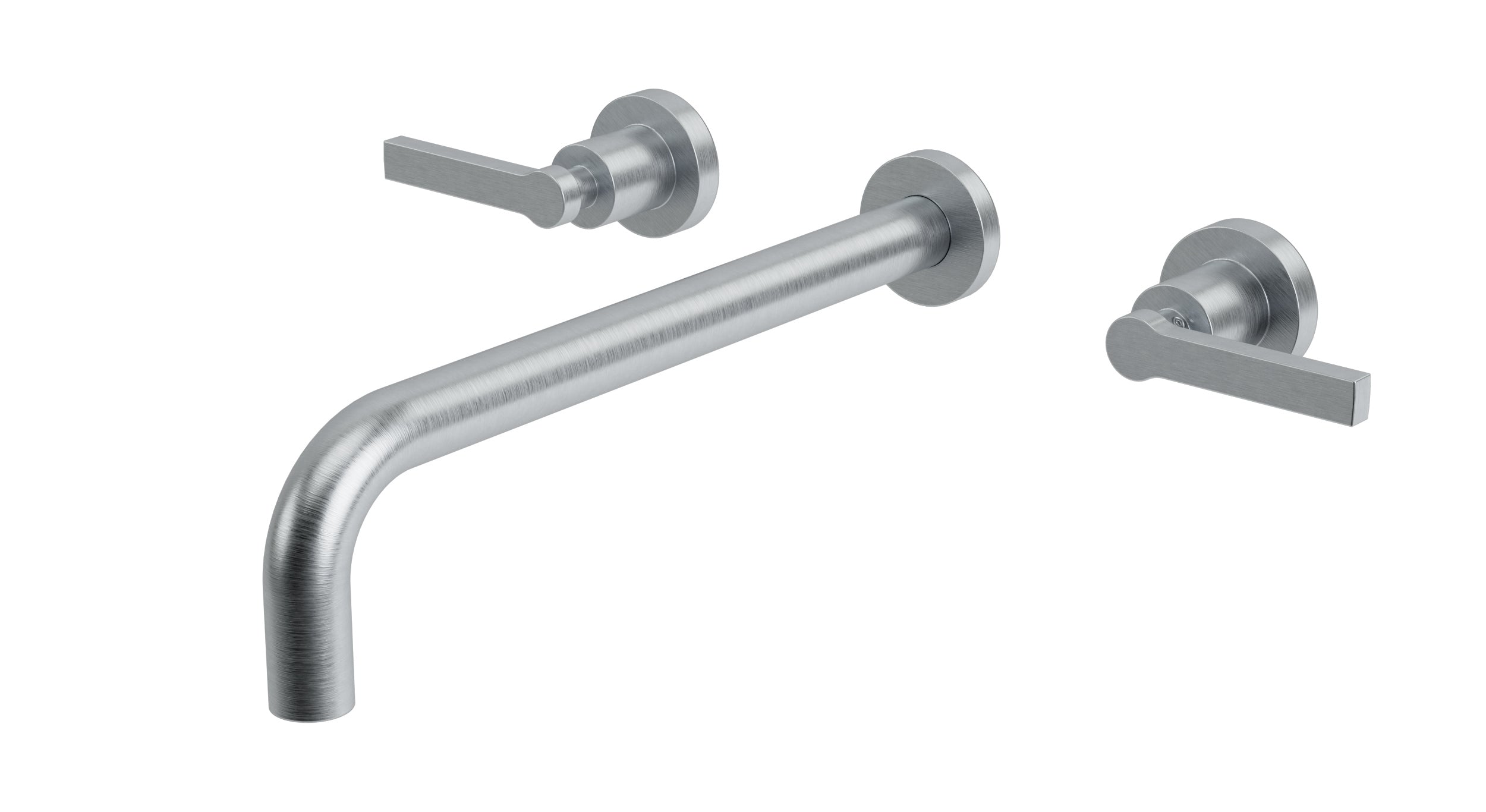Flatiron Two Handle Wall Mount 12" Lavatory Faucet with Linear Lever Handles in Satin Chrome
