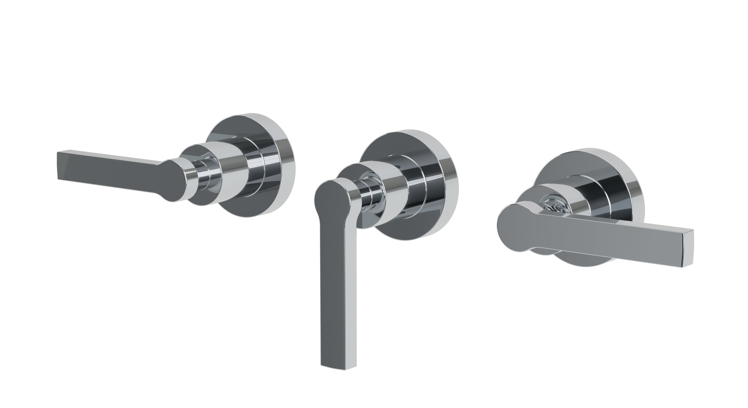 Flatiron Three Handle Wall Mount Bath Trim with Linear Lever Handles