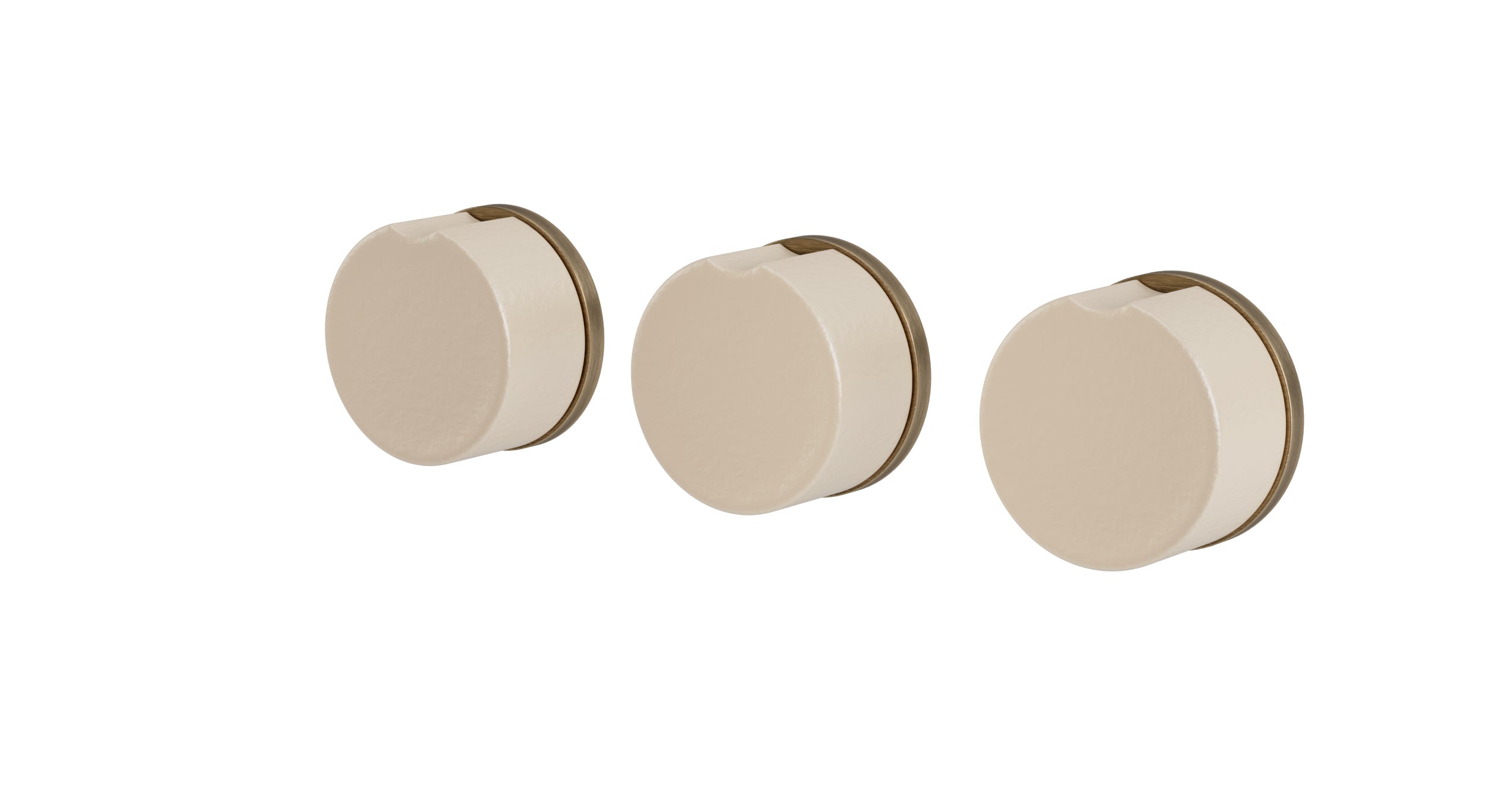 Foundry Three Handle Wall Mount Bath Trim with Diverter/Volume Control and Groove Ceramic Knob Handles in Antique Brass