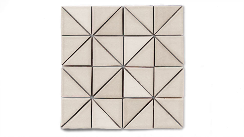3" Triangle Sheeted - Quadrant Original Ceramic Mosaic Tile in Sand Dune Gloss