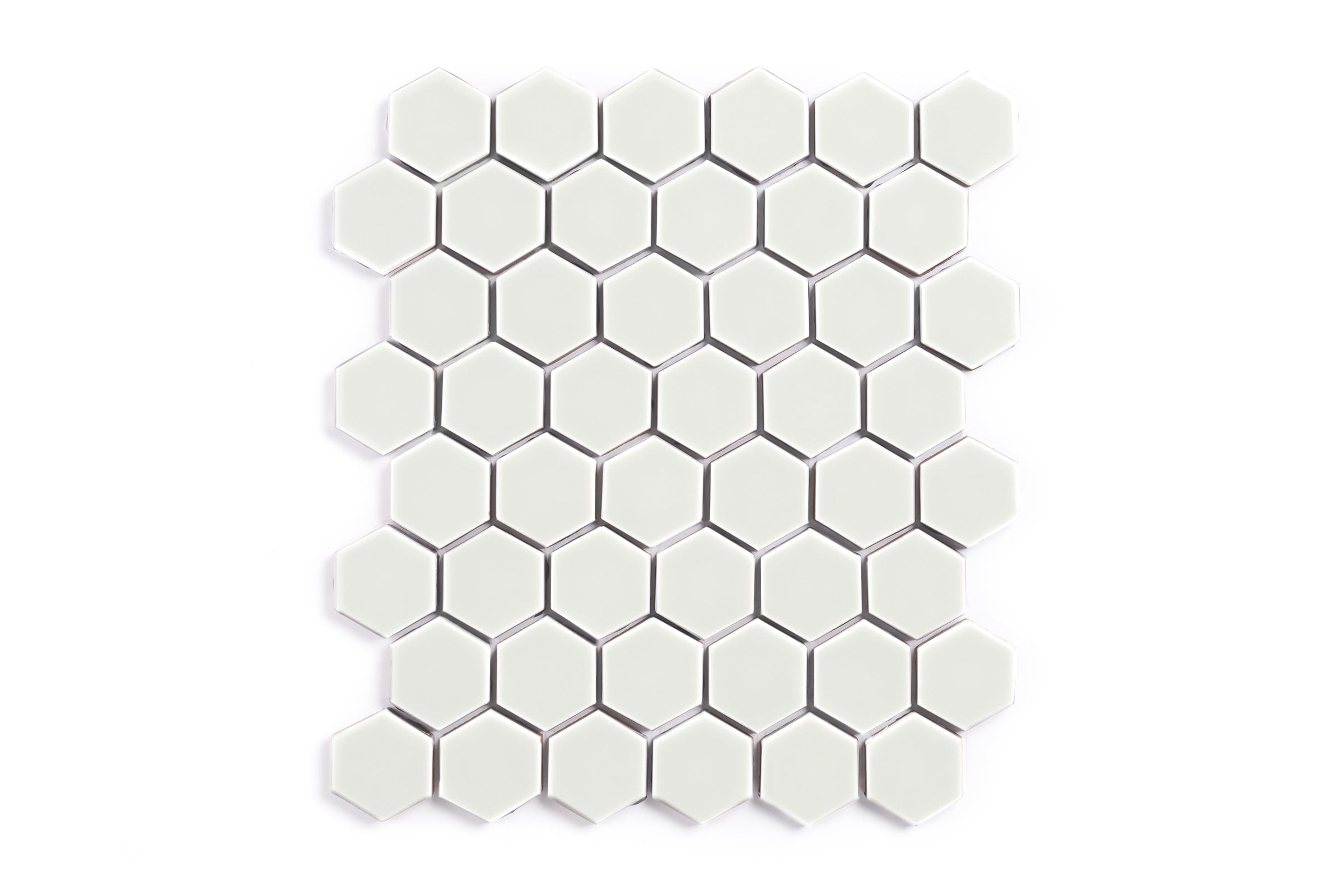 2" Hexagon Sheeted Original Ceramic Mosaic Tile in Limewash Gloss