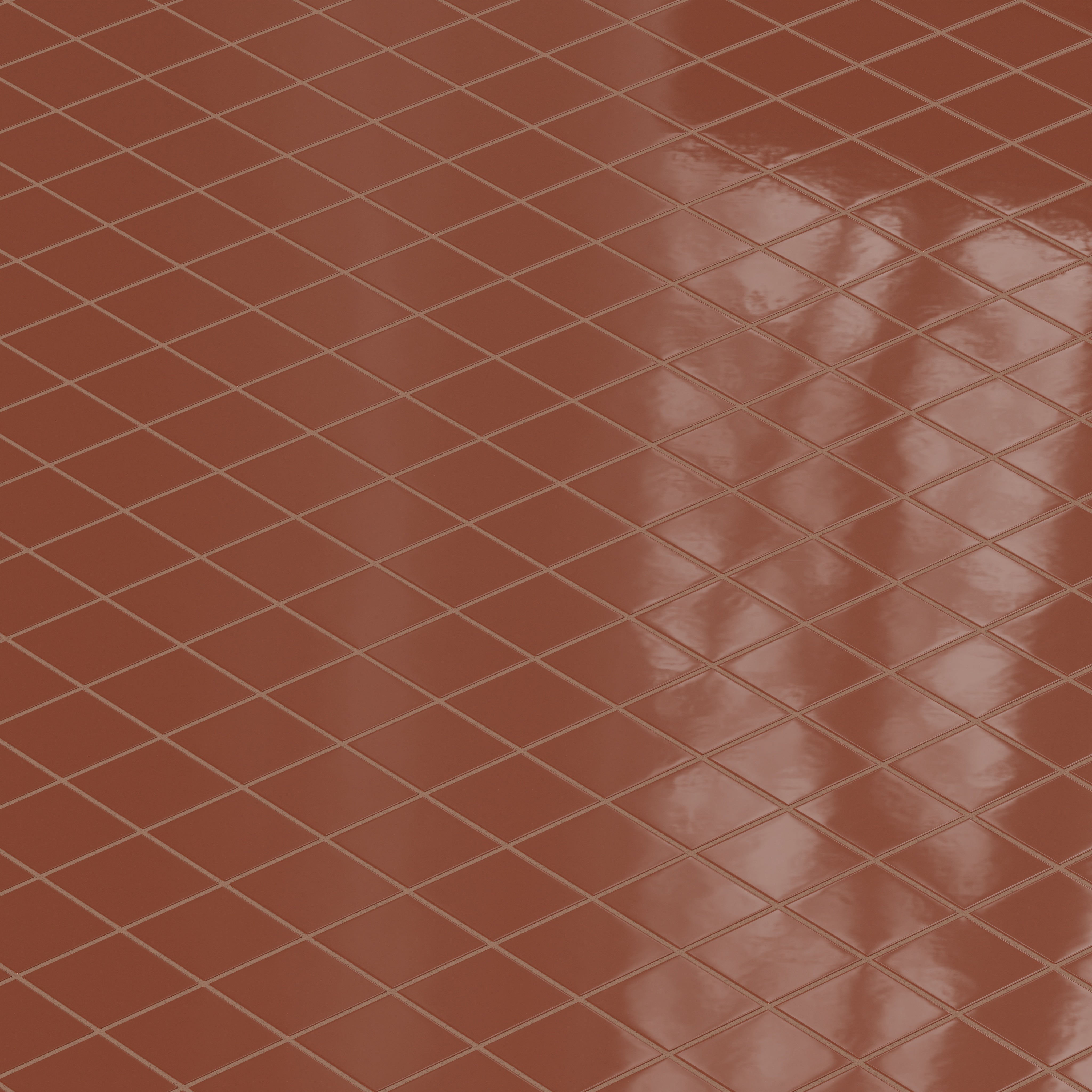 3x3 Straight Set Sheeted Natural Press Ceramic Mosaic Tile in Red Iron Oxide Gloss