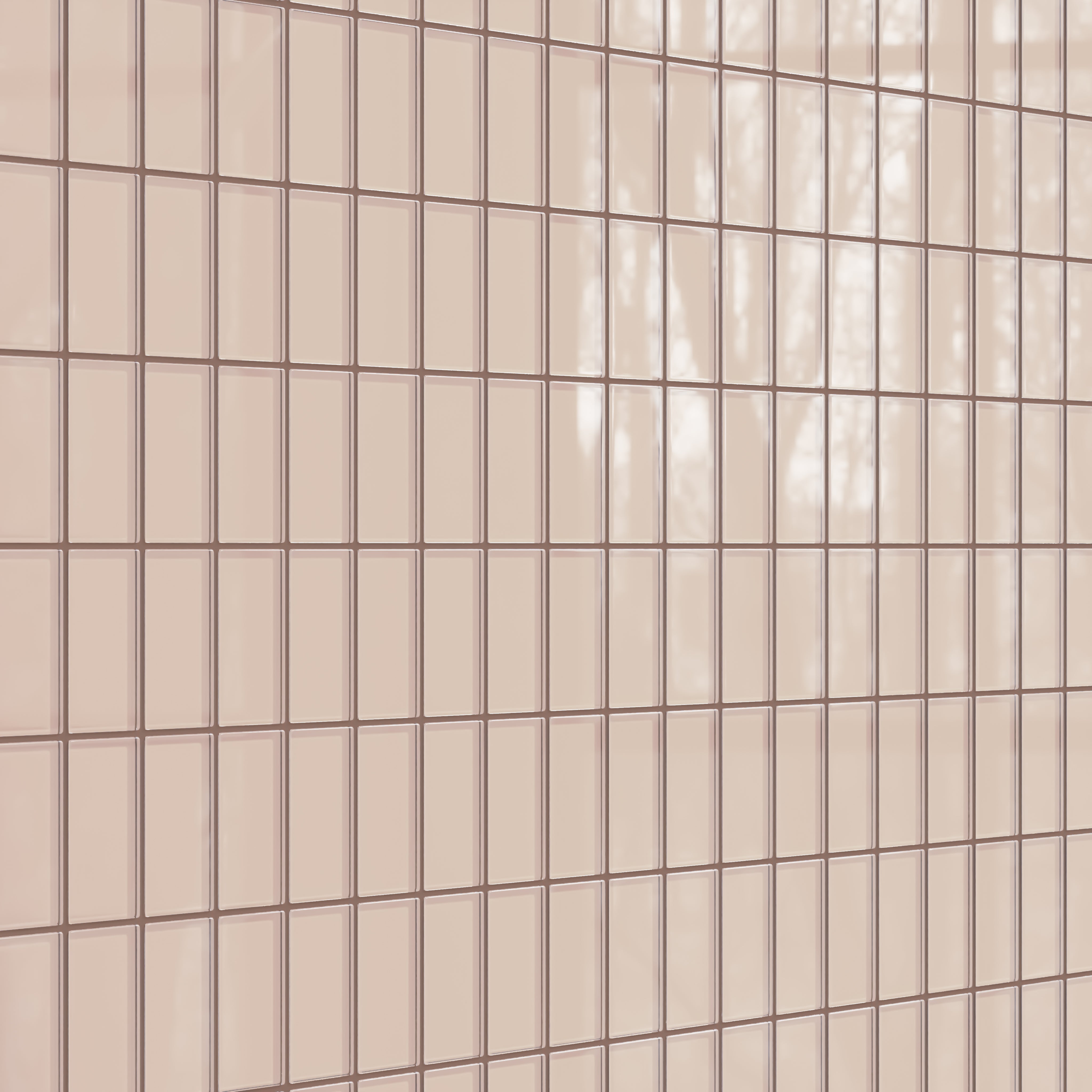 2x4 Straight Set Sheeted Glass Mosaic Tile in Rosy Finch Gloss