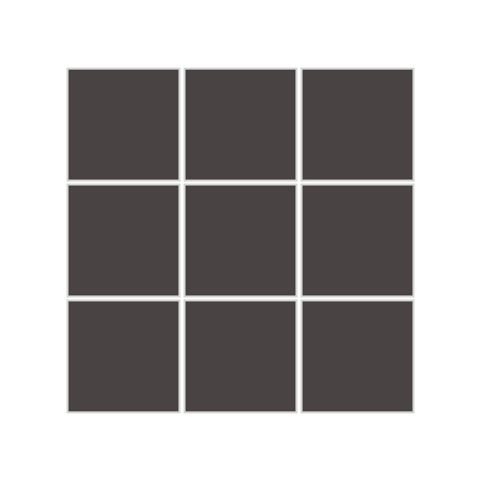 3x3 Straight Set Sheeted Original Ceramic Mosaic Tile in Carbon Gloss