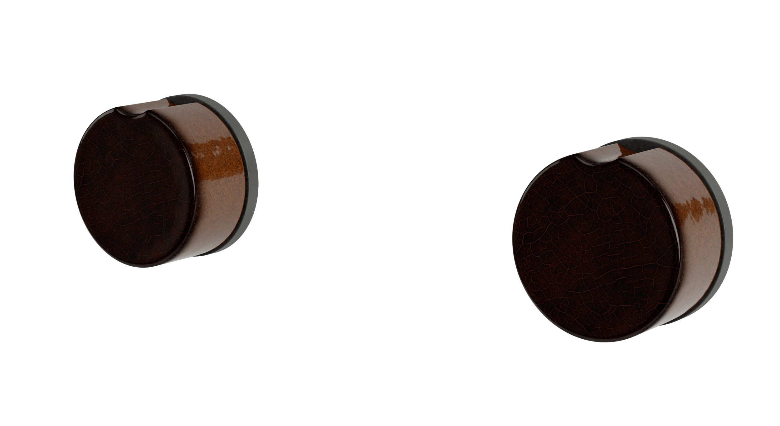 Foundry Two Handle Wall Mount Bath Trim with Groove Ceramic Knob Handles in Blackened Nickel