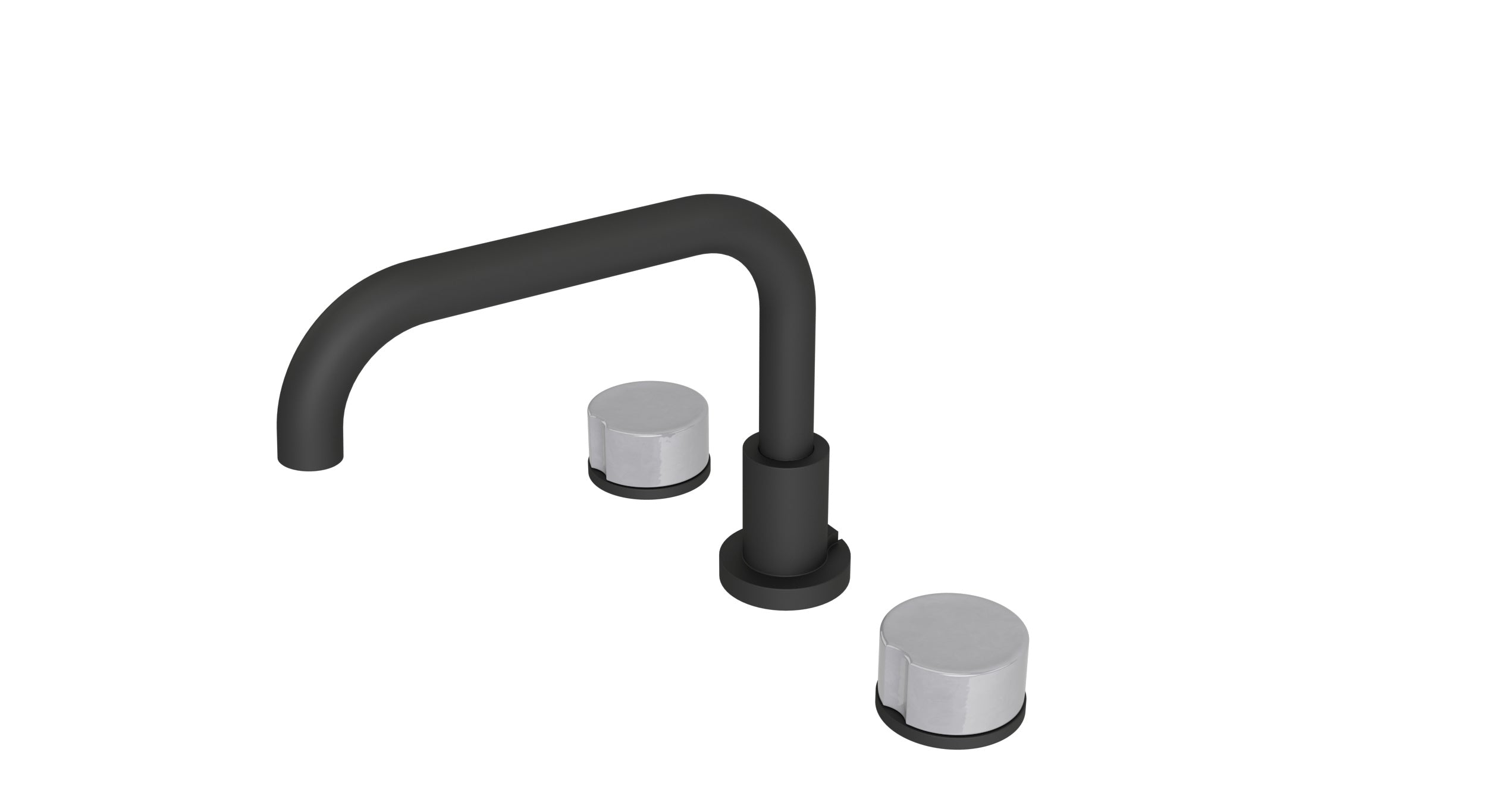 Foundry Two Handle Deck Mount Squaretop Bath Trim with Groove Ceramic Knob Handles in Matte Black