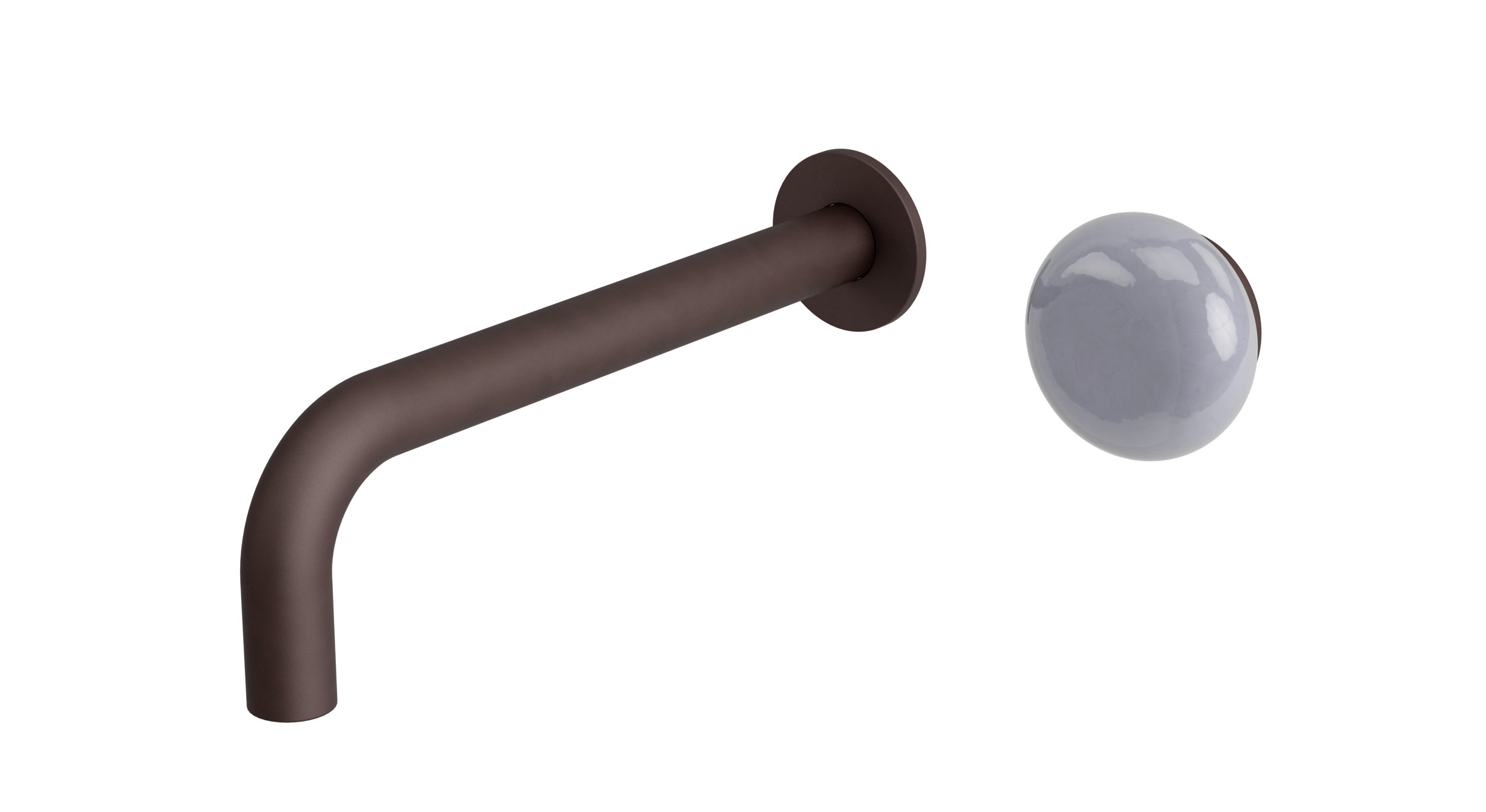 Foundry One Handle Wall Mount 7.5" Lavatory Faucet with Pebble Ceramic Knob Handle in Architectural Copper