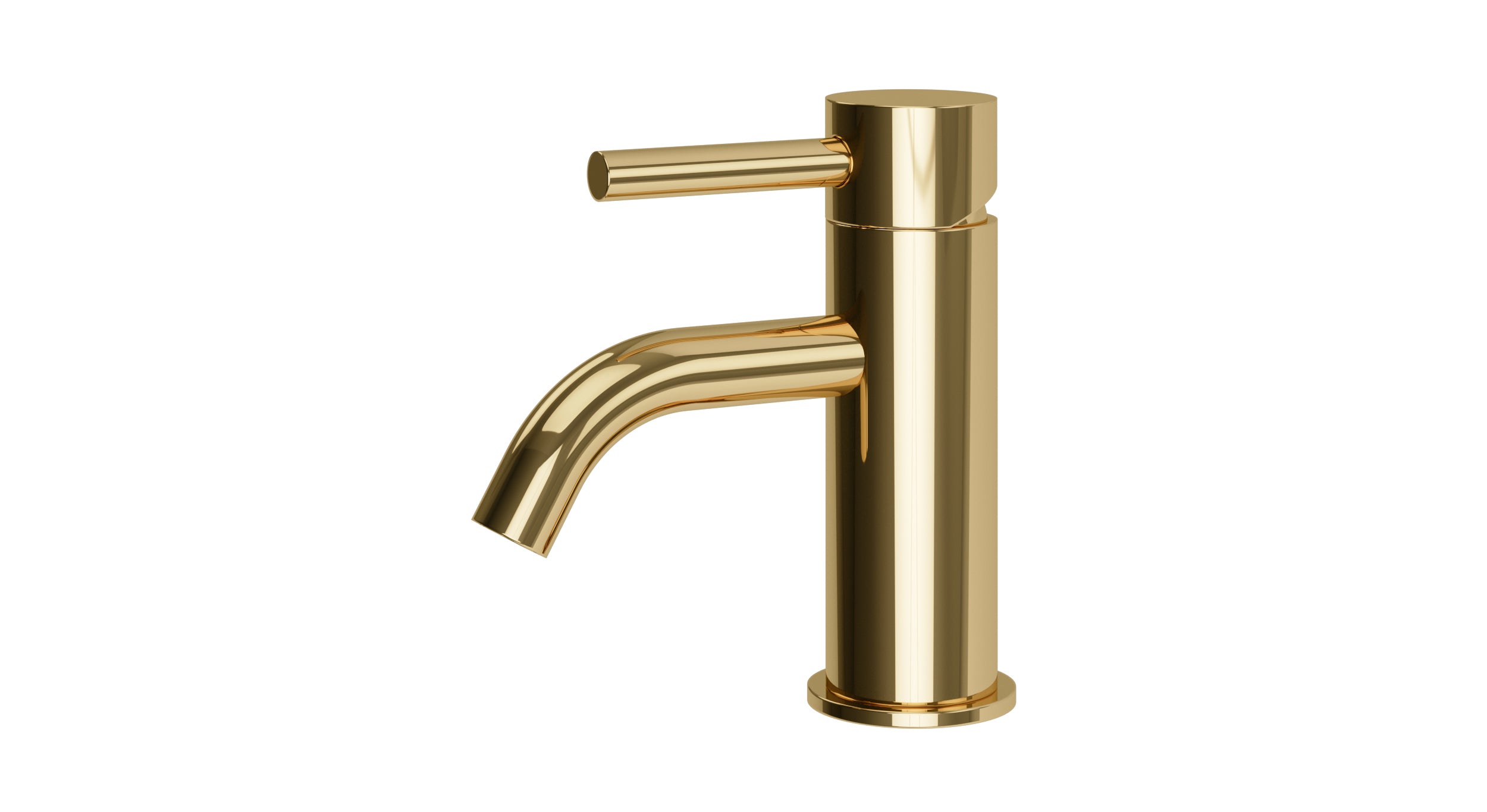 Contour One Handle Deck Mount Monoblock Lavatory Faucet with Soft Lever Handle in Polished Brass