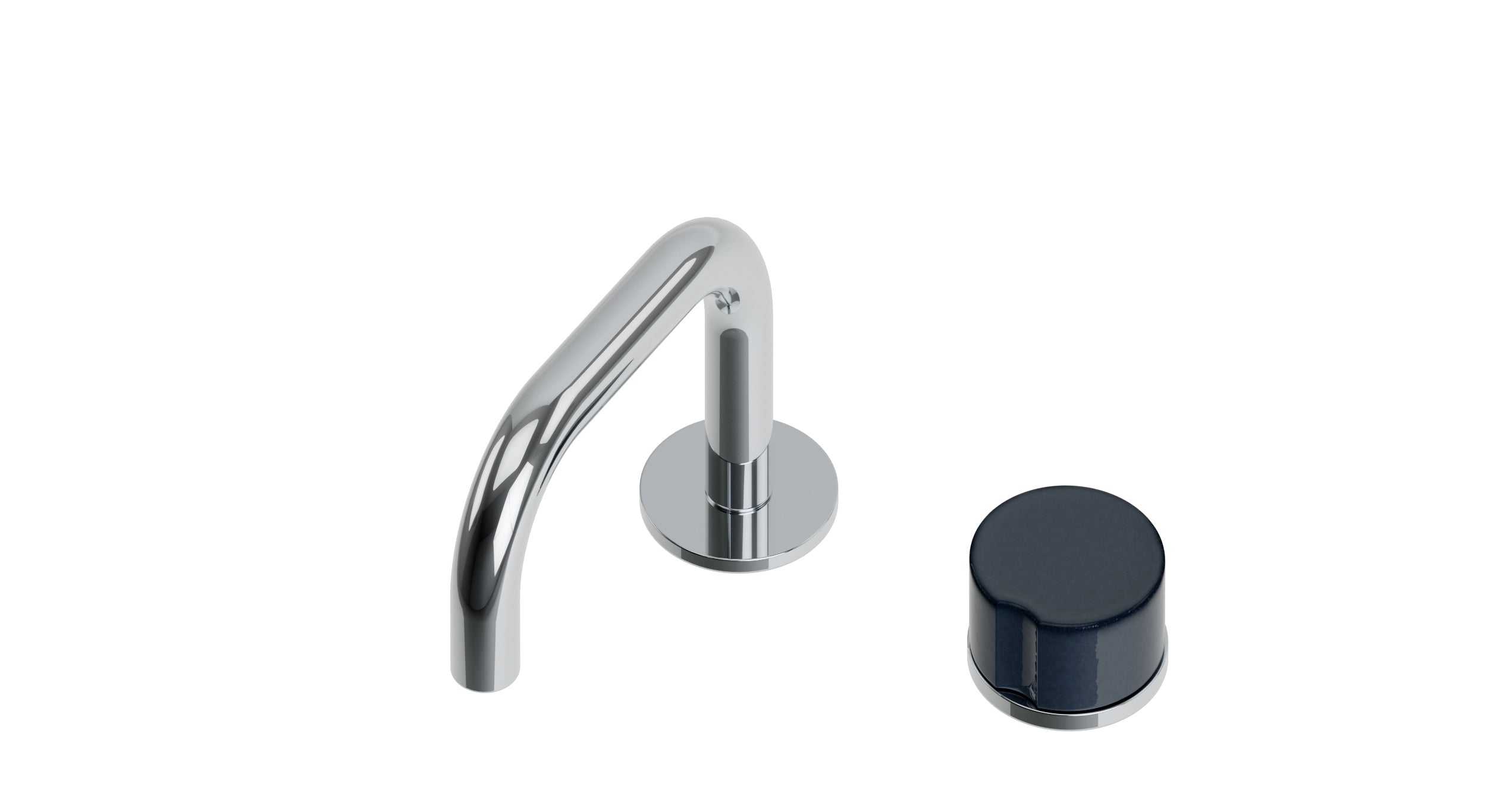 Foundry One Handle Deck Mount Squaretop Lavatory Faucet with Groove Ceramic Knob Handle in Polished Chrome