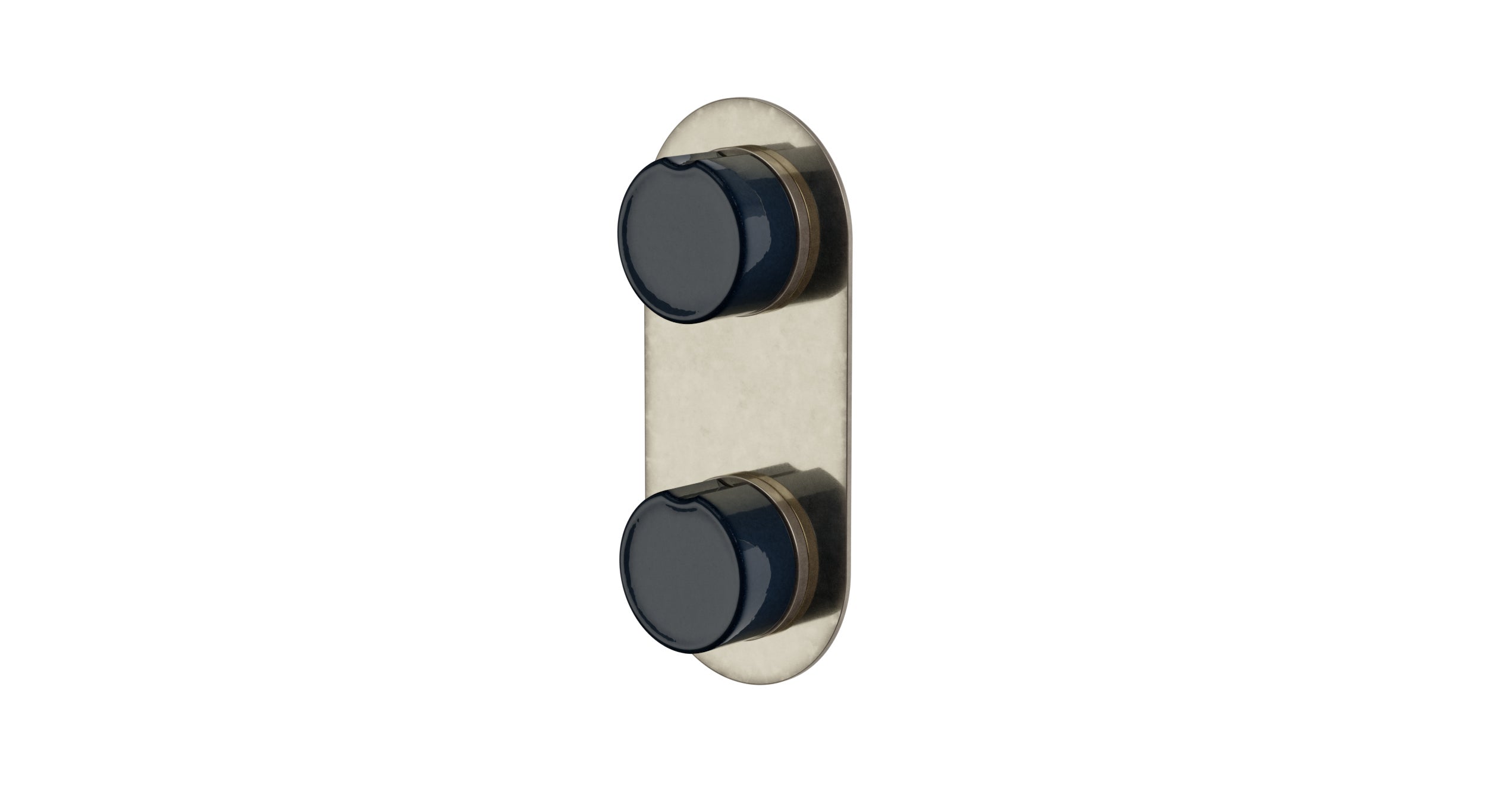 Foundry Two Handle Wall Mount Shower Trim with Groove Ceramic Knob Handles in French Nickel