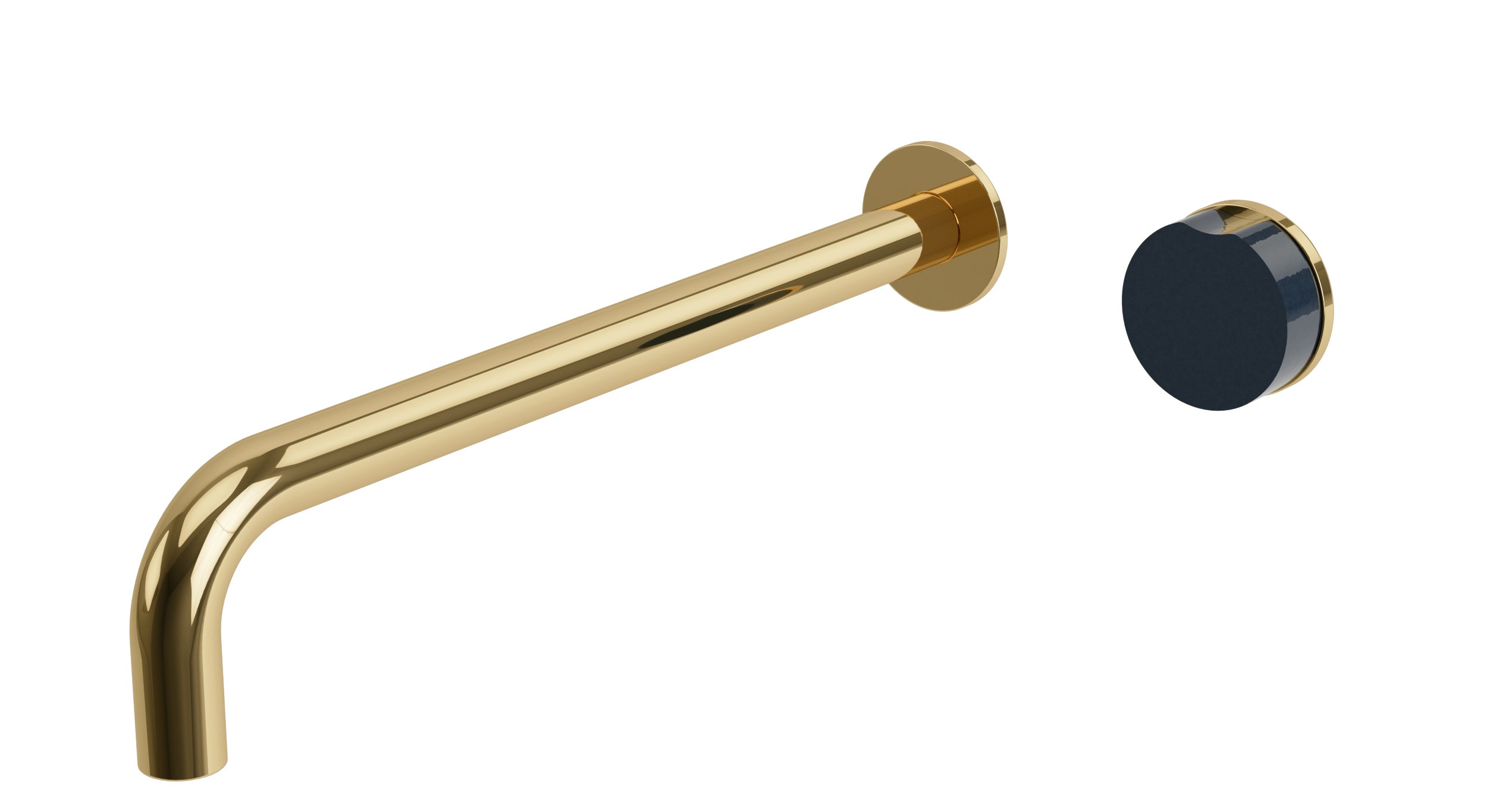 Foundry One Handle Wall Mount 12" Lavatory Faucet with Groove Ceramic Knob Handle in Polished Brass