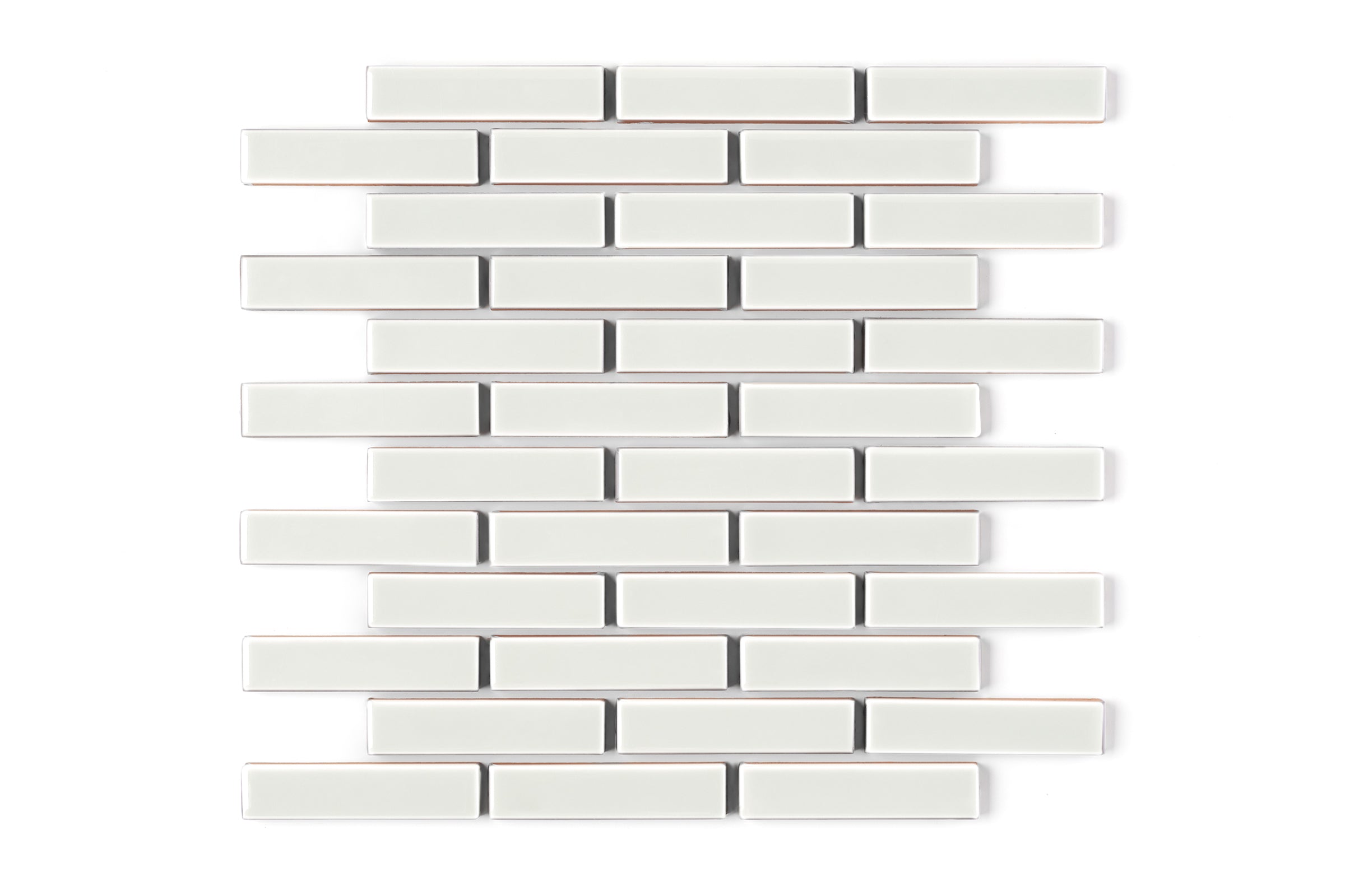 1x4 Half Offset Sheeted Original Ceramic Mosaic Tile in Limewash Gloss