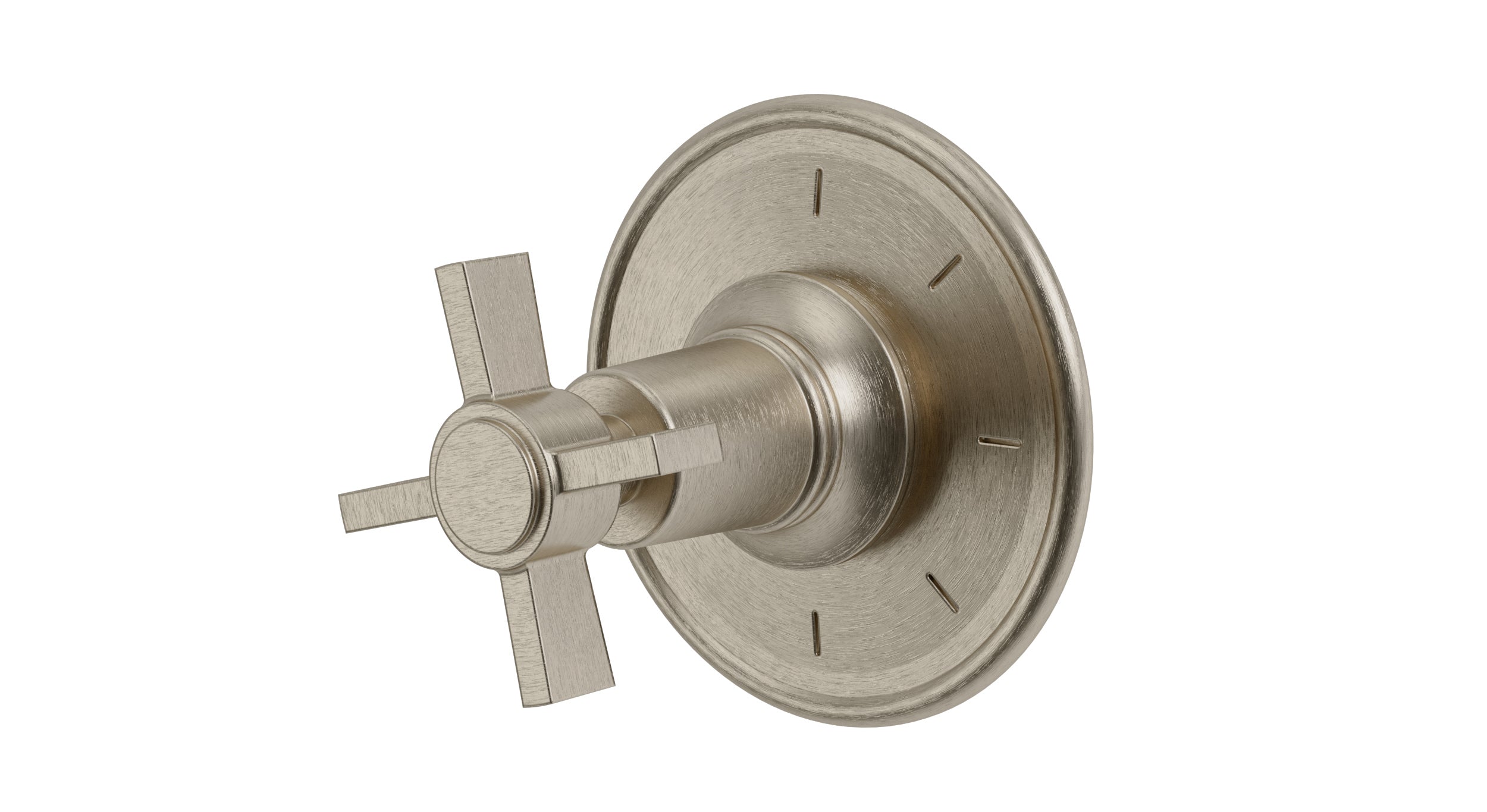 Emerson One Handle Wall Mount Shower Trim with Defined Cross Handle in Satin Nickel