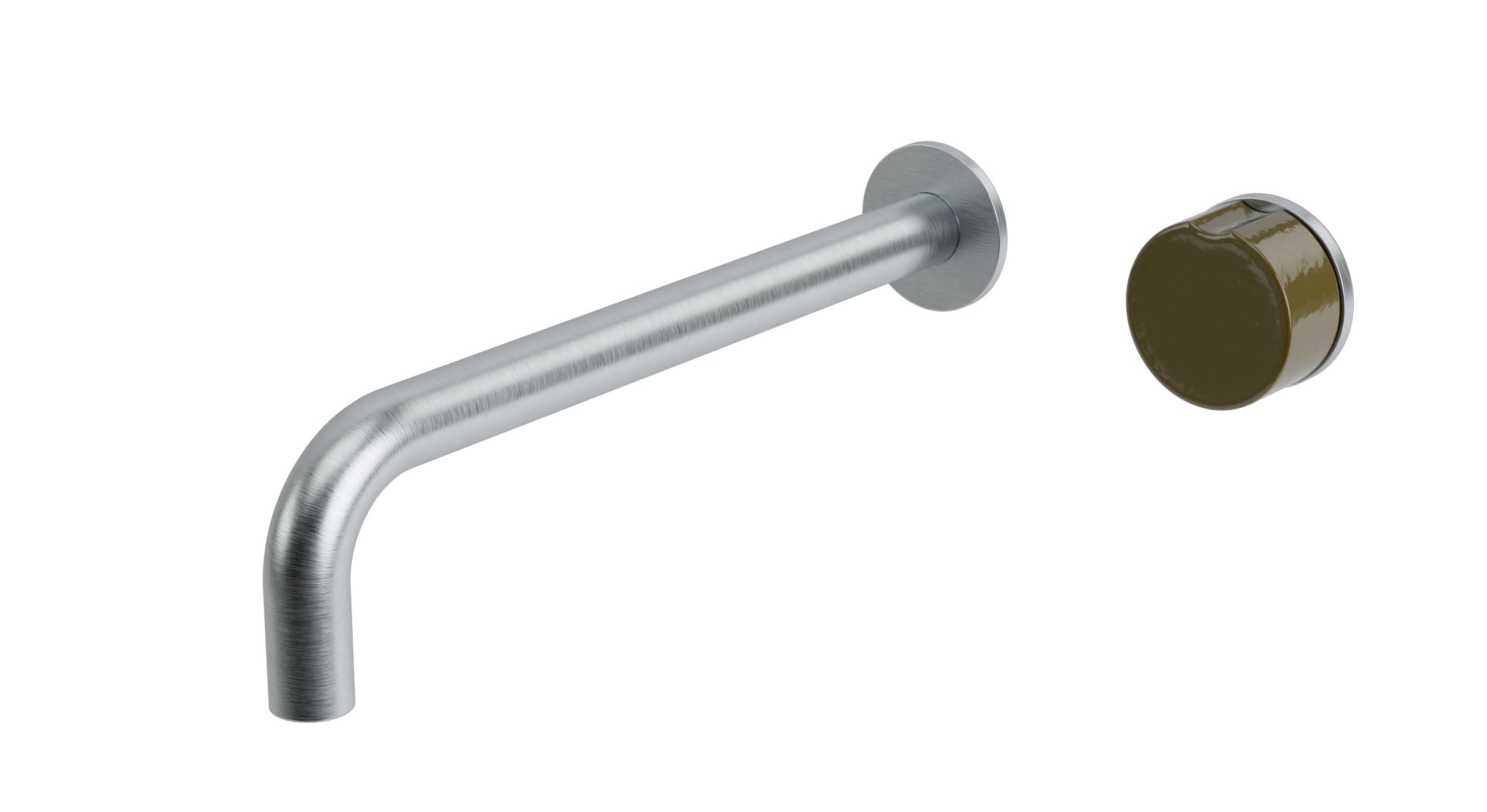 Foundry One Handle Wall Mount 10" Lavatory Faucet with Groove Ceramic Knob Handle in Satin Chrome