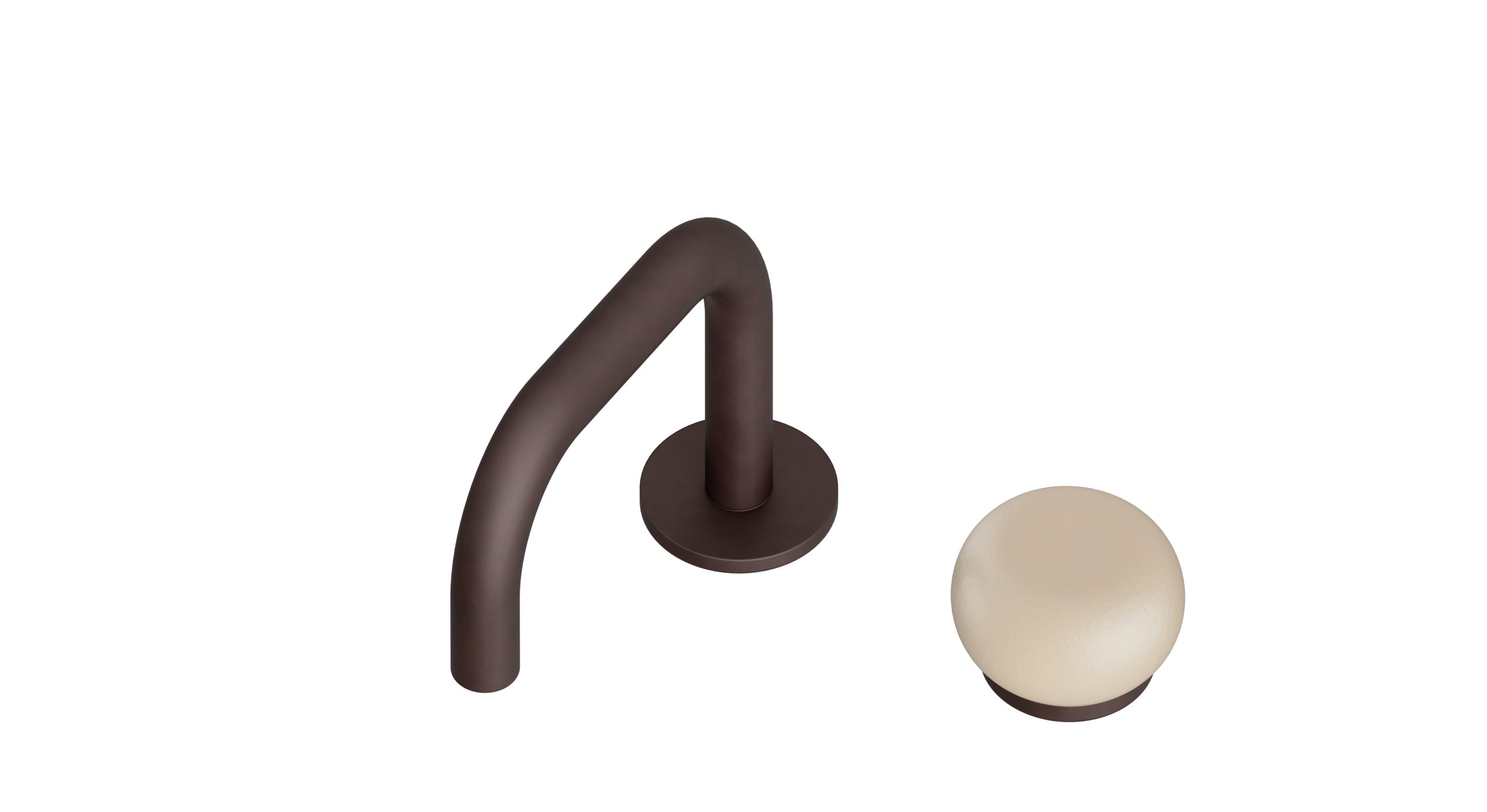 Foundry One Handle Deck Mount Squaretop Lavatory Faucet with Pebble Ceramic Knob Handle in Architectural Copper