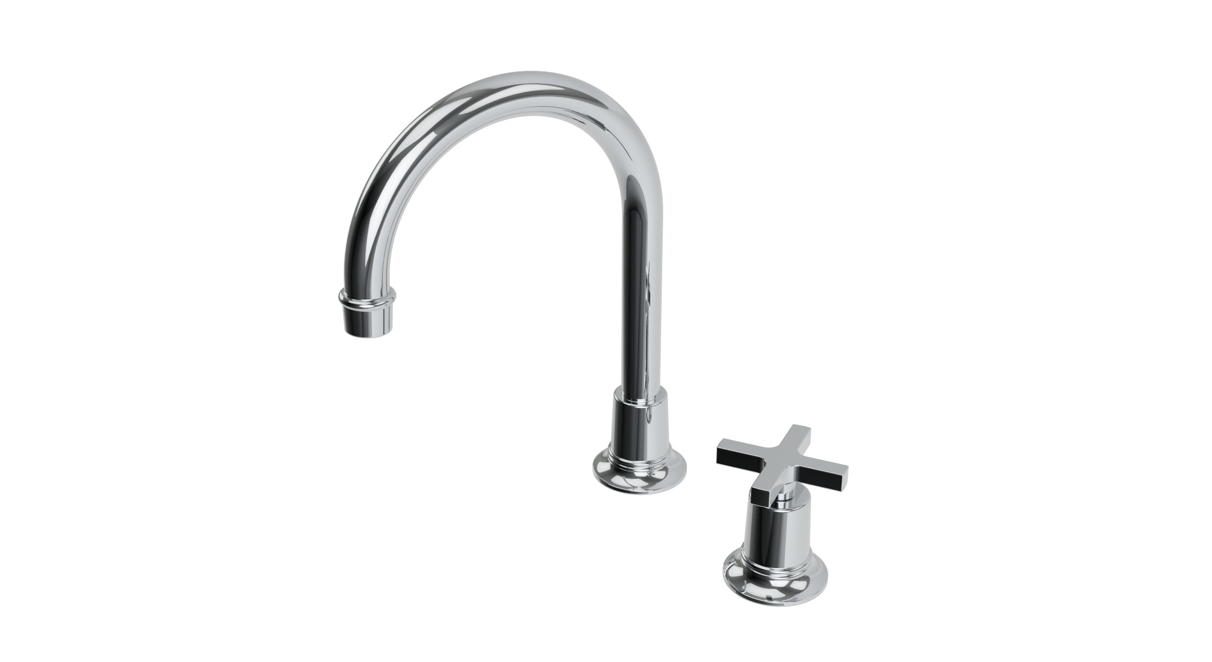 Emerson One Handle Deck Mount Gooseneck Lavatory Faucet with Classic Cross Handle