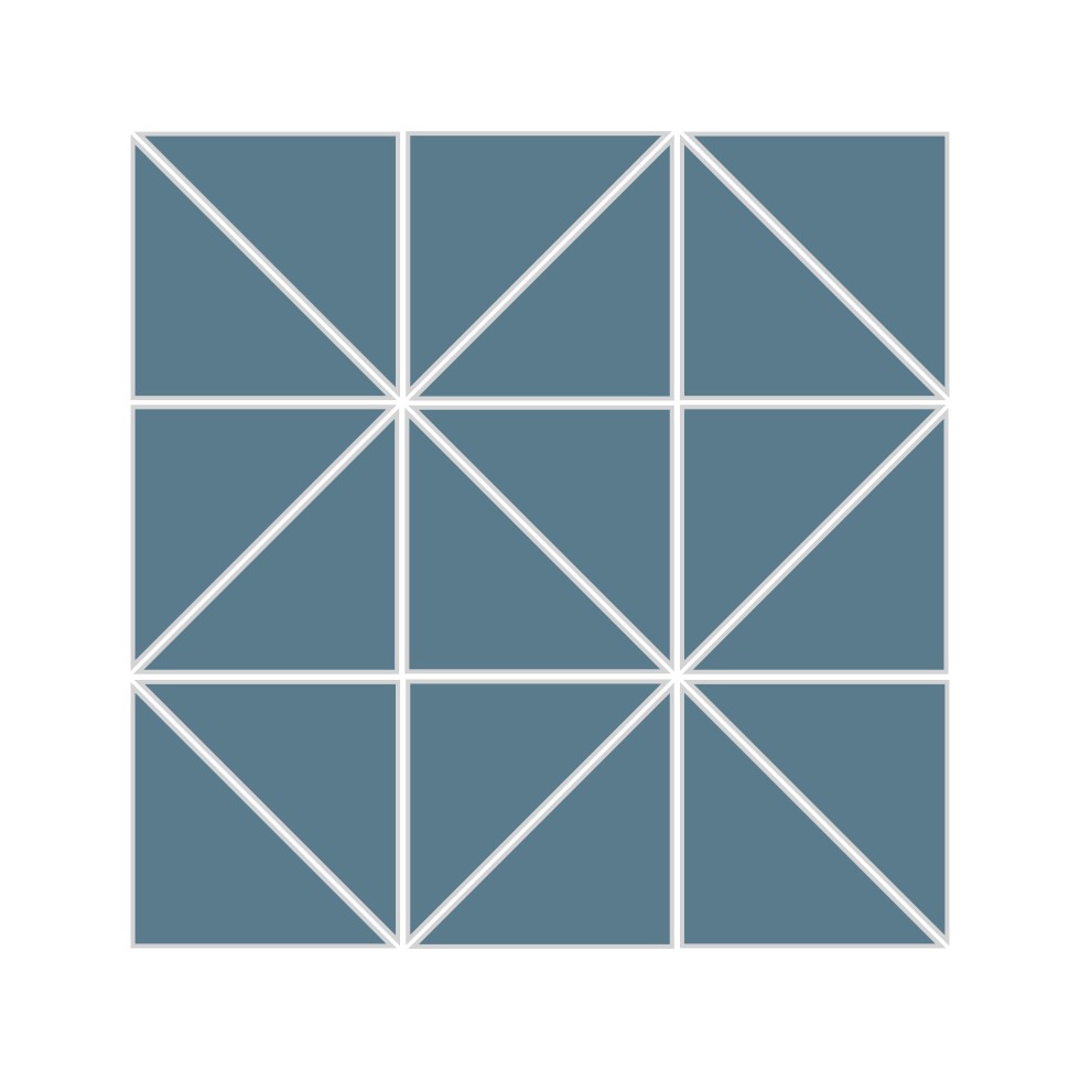 3" Triangle Sheeted - Quadrant Original Ceramic Mosaic Tile in Nautical Matte