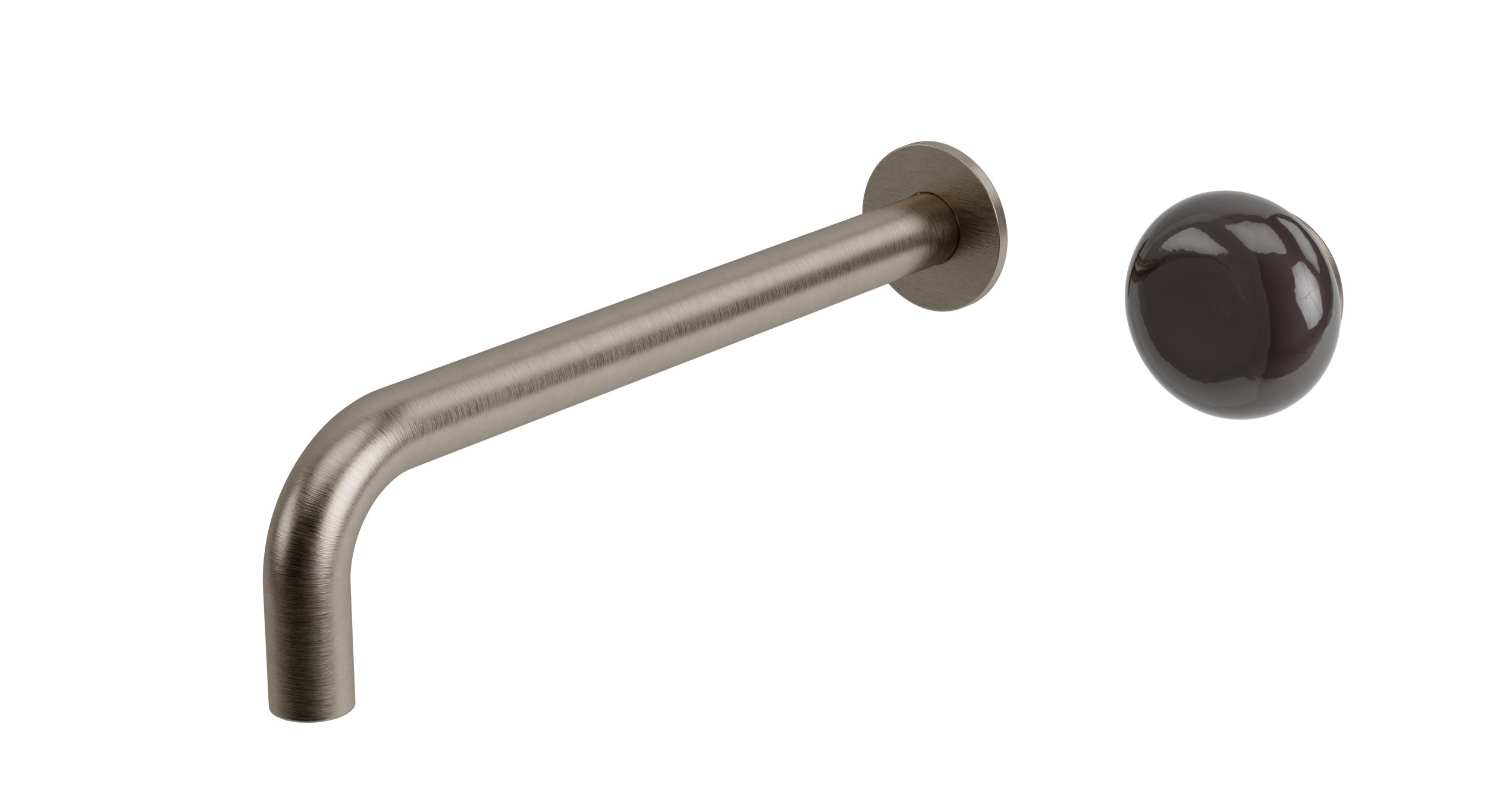 Foundry One Handle Wall Mount 10" Lavatory Faucet with Pebble Ceramic Knob Handle in Antique Nickel