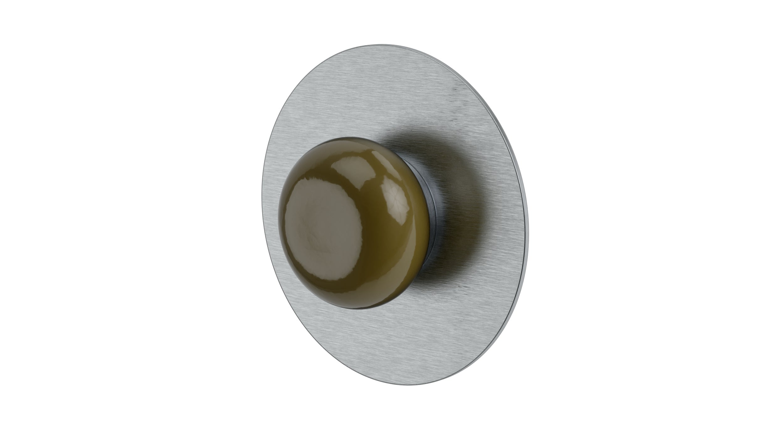 Foundry One Handle Wall Mount Shower Trim with Pebble Ceramic Knob Handle in Satin Chrome