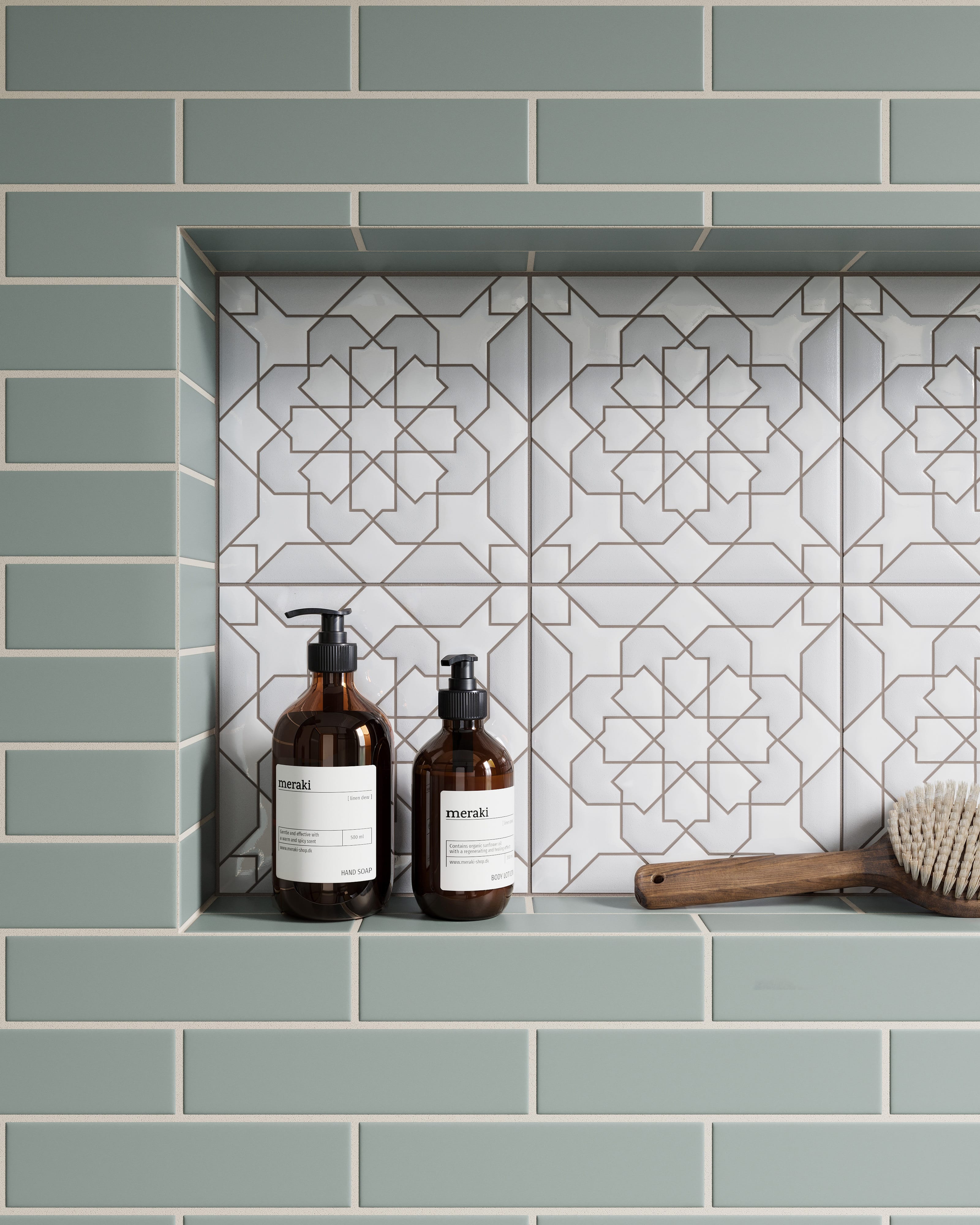 Quick Ship 8x8 Handpainted Tile Sintra in Neutral Motif