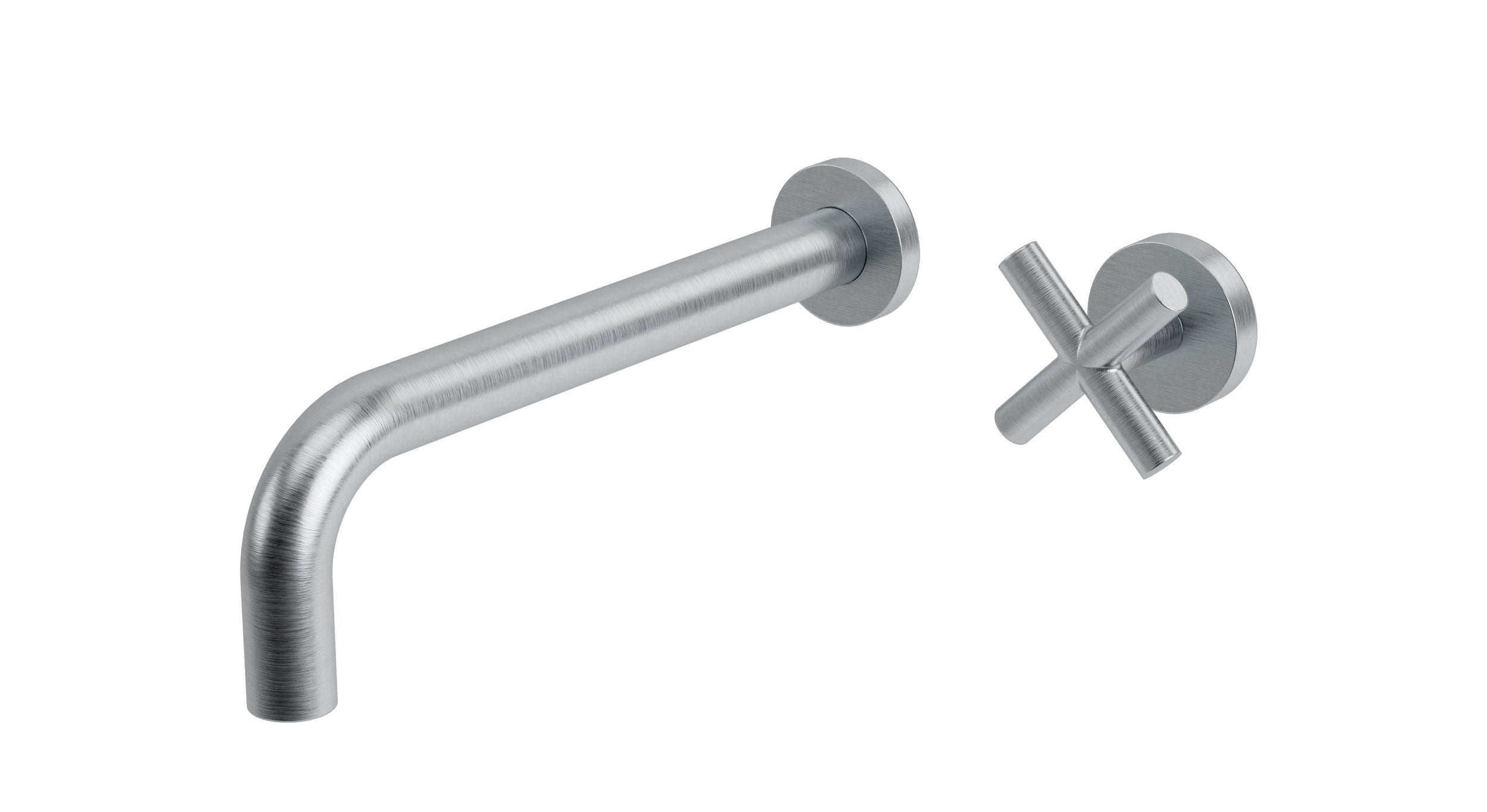 Contour One Handle Wall Mount 10" Lavatory Faucet with Soft Cross Handle in Satin Chrome