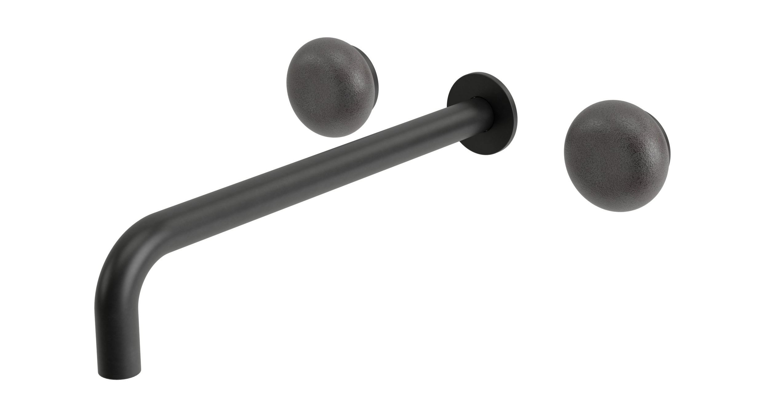 Foundry Two Handle Wall Mount 12" Lavatory Faucet with Pebble Ceramic Knob Handles in Oil Rubbed Bronze