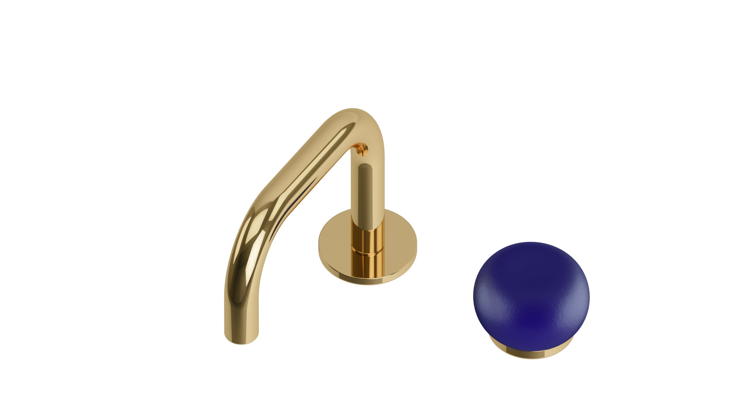 Foundry One Handle Deck Mount Squaretop Lavatory Faucet with Pebble Ceramic Knob Handle in Polished Brass