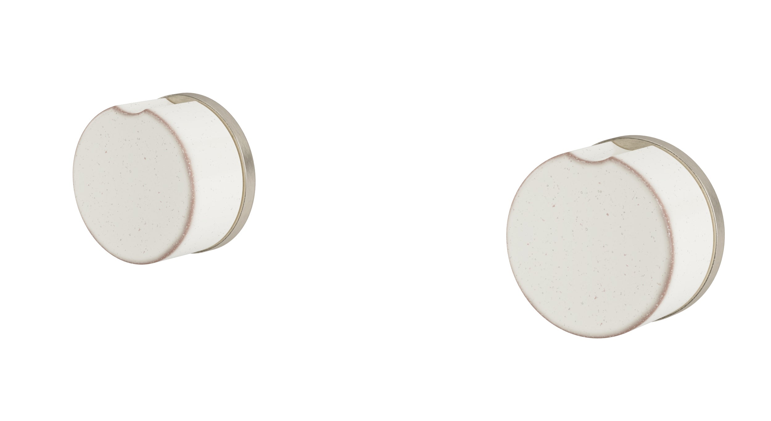 Foundry Two Handle Wall Mount Bath Trim with Groove Ceramic Knob Handles in Satin Nickel