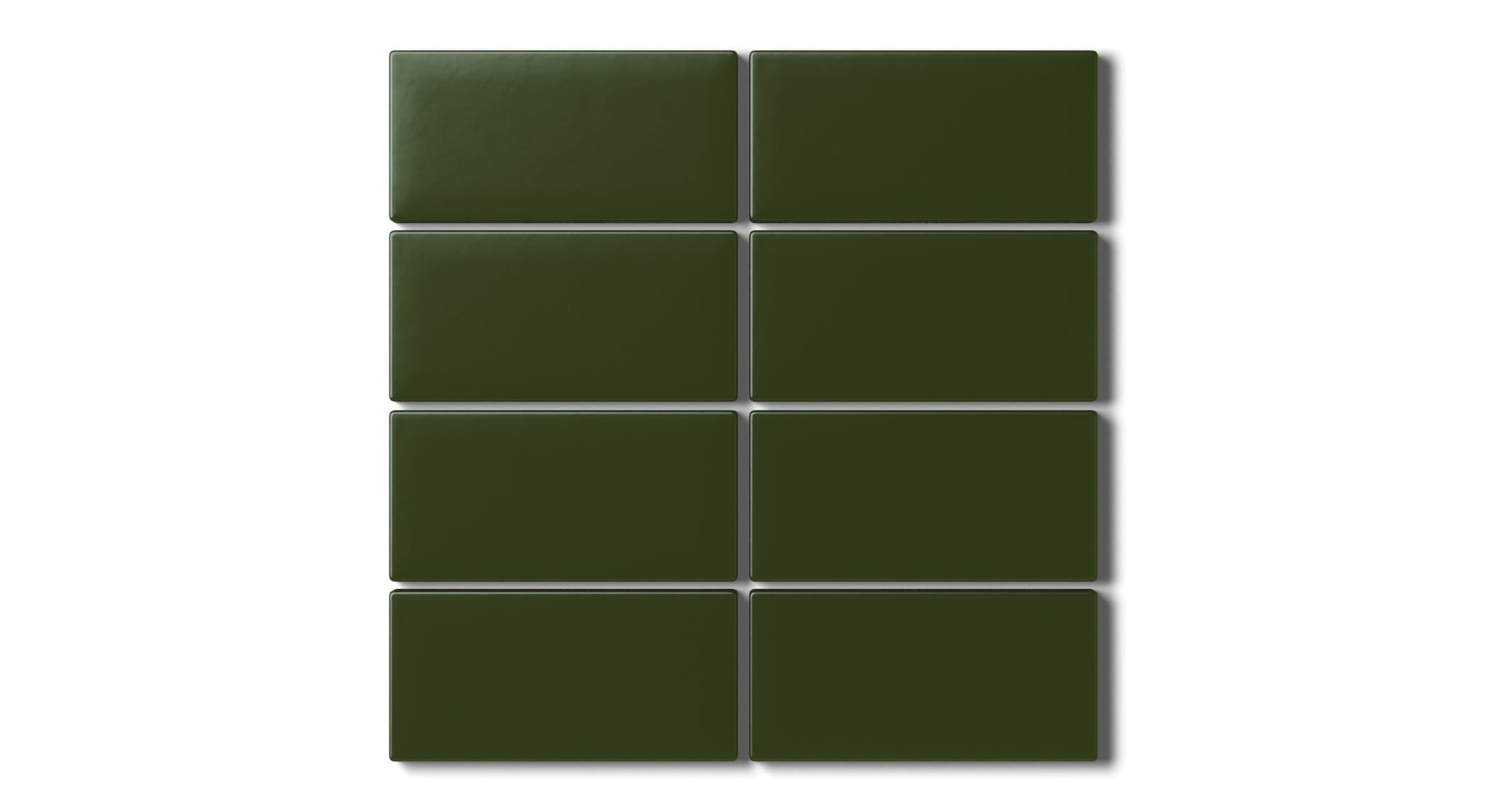 2x4 Straight Set Sheeted Natural Press Ceramic Mosaic Tile in Green Apatite Matte